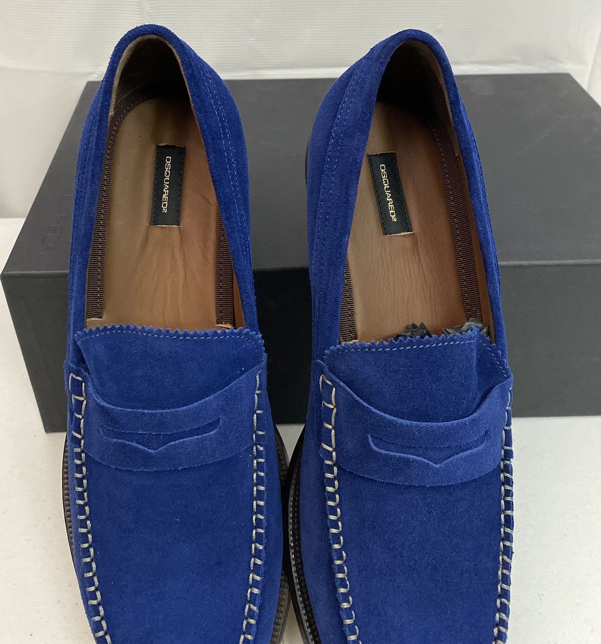 Dsquared2 Dsquared2 🇮🇹 Blue Velour Suede Uni Penny Loafer 8.5 NEW Size US 8.5 / EU 41-42 - 8 Thumbnail