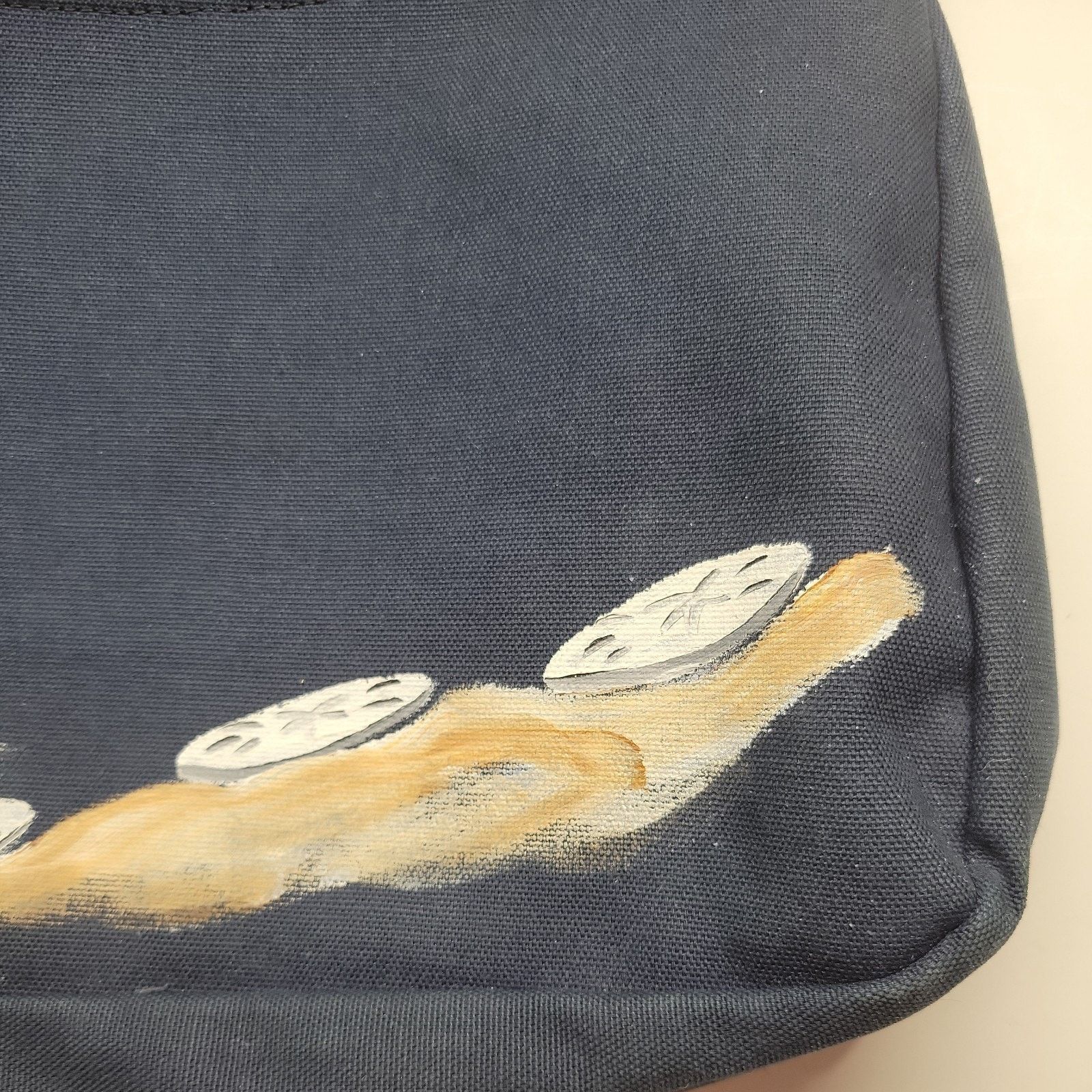 Other Sea Bags Beach Tote Navy Blue Painted Sand Dollars Signed Size ONE SIZE - 3 Thumbnail