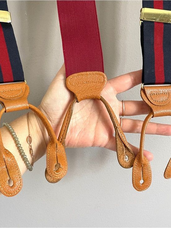 Vintage Vintage Blue / Red Braces Button Suspenders - One Size Size ONE SIZE - 4 Thumbnail