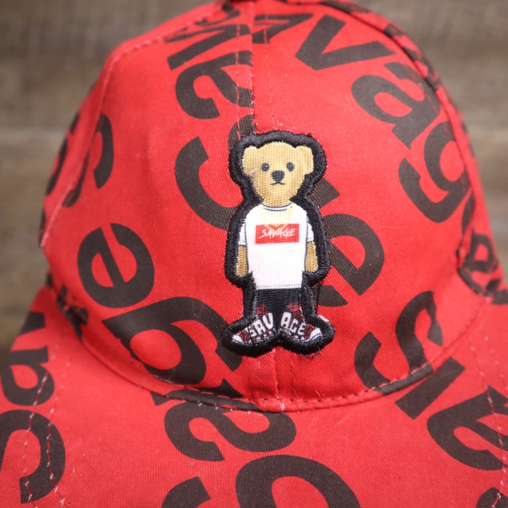 Vintage VINTAGE Prime Threads Hat Unisex Adults Adjustable Red Baseball Cap Teddy Bear Pattern 90s Style Mens Women Size ONE SIZE - 2 Thumbnail