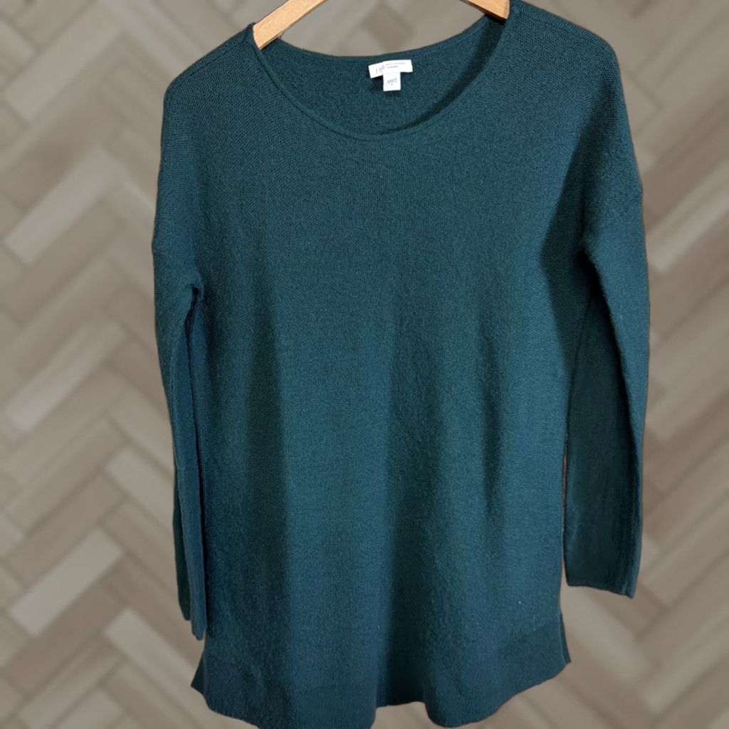 J. Jill J Jill Womens Sweater Main Selling Point Kit Lightweight Merino Wool 100% Washable Size S Green Pullover Knit Classic Winter Mens? Size S / US 4 / IT 40 - 1 Thumbnail