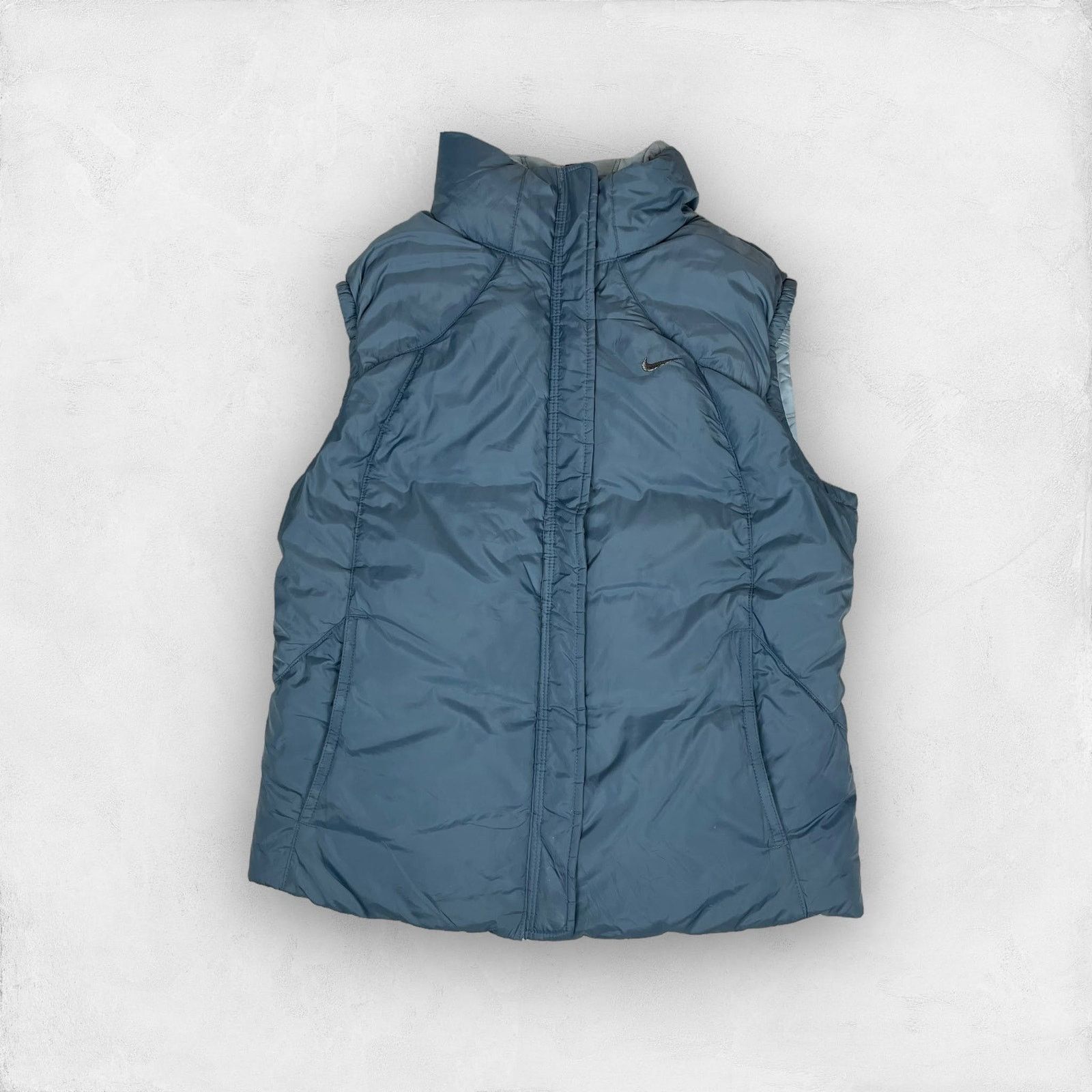 Nike × Vintage Nike Women's Blue Swoosh Full Zip Puffer Vest Medium (8-10) Size M / US 6-8 / IT 42-44 - 1 Thumbnail