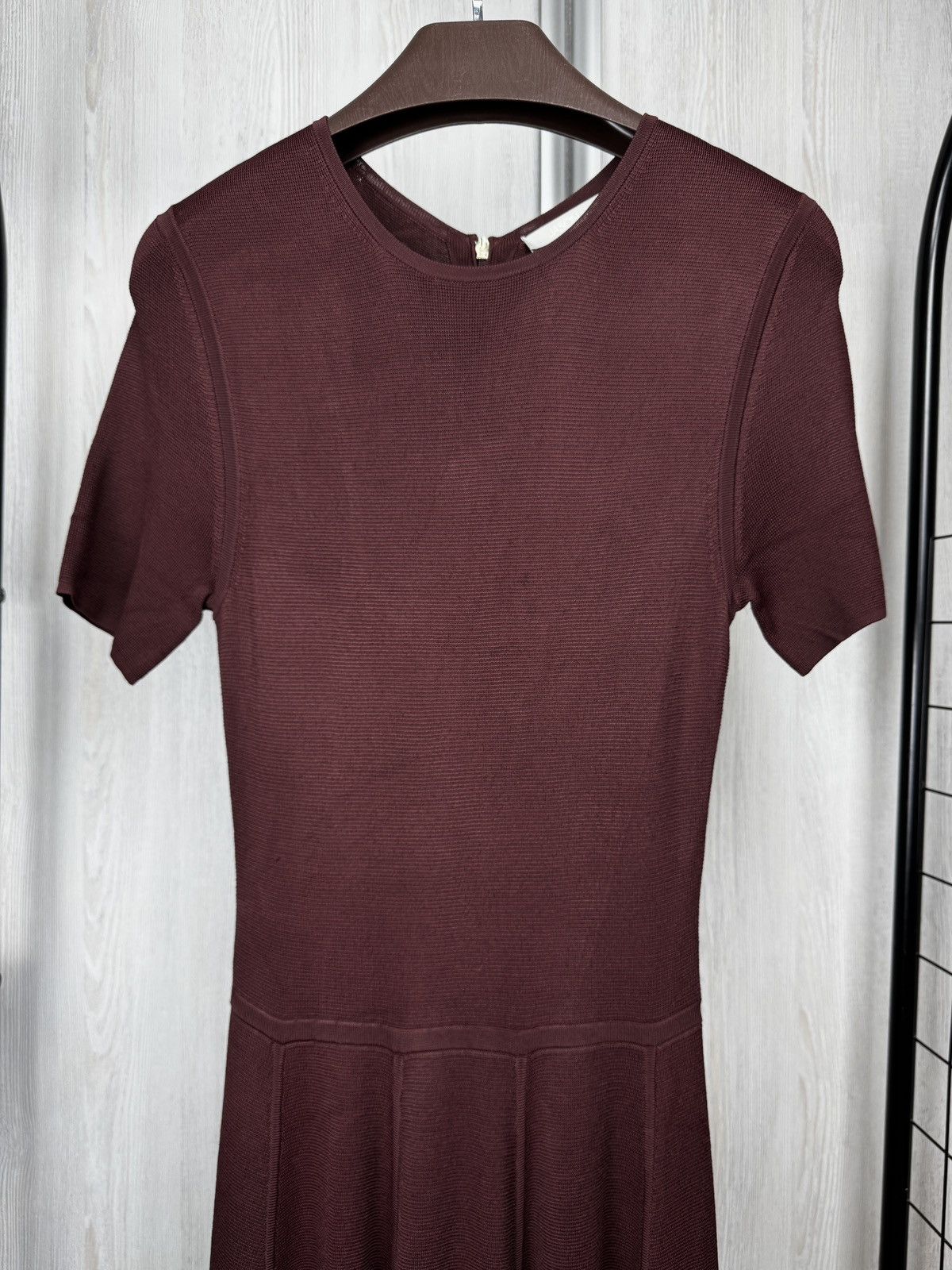 Women's Jason Wu Burgundy Short Sleeve Fit Flared Knit Dress