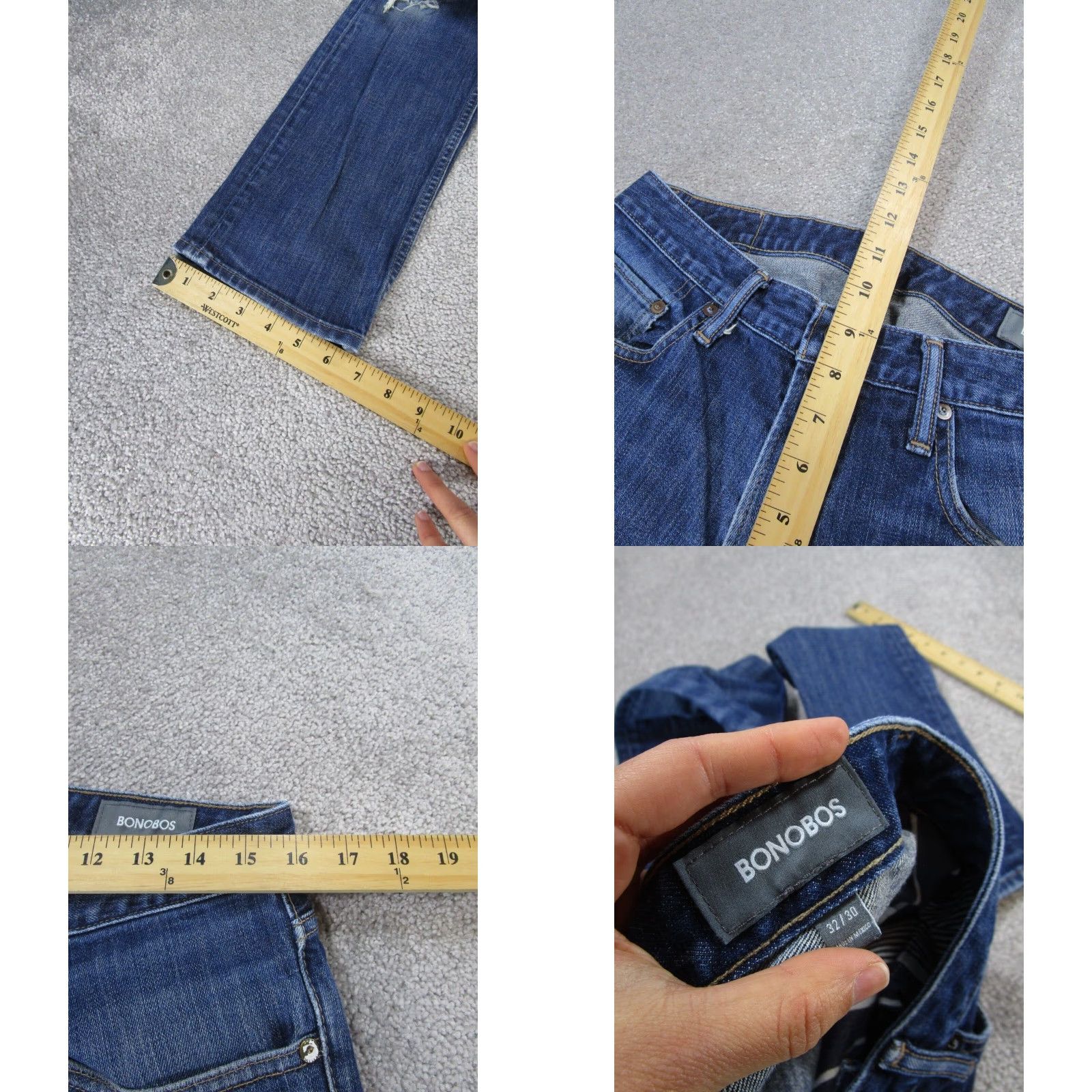 Bonobos Bonobos Mens Tailored Fit Jeans Dark Wash Ripped 32X30 Size US 32 / EU 48 - 8 Thumbnail