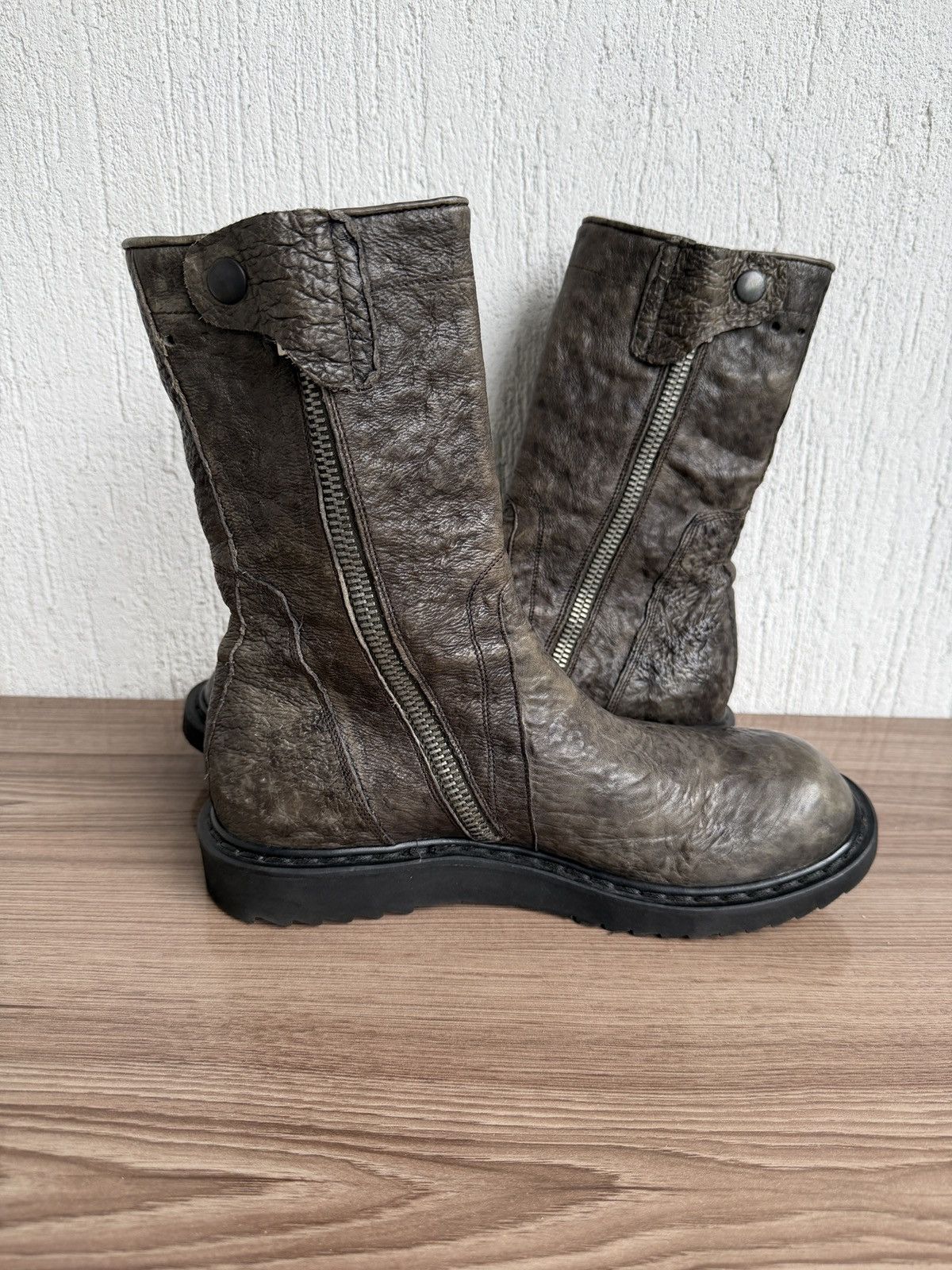 Rick Owens Dust AW12 crinkled leather creeper boot Size US 8.5 / EU 41-42 - 18 Thumbnail