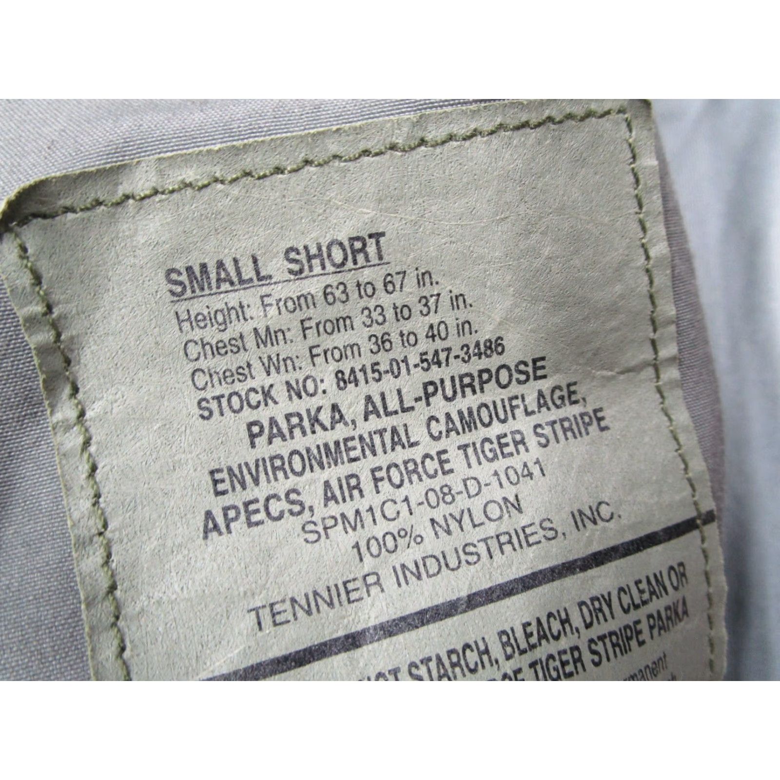 Industrie Tennier Industries Jacket Men S Short Green Tiger Stripe Camo Parka Nylon Size US 29 - 2 Thumbnail