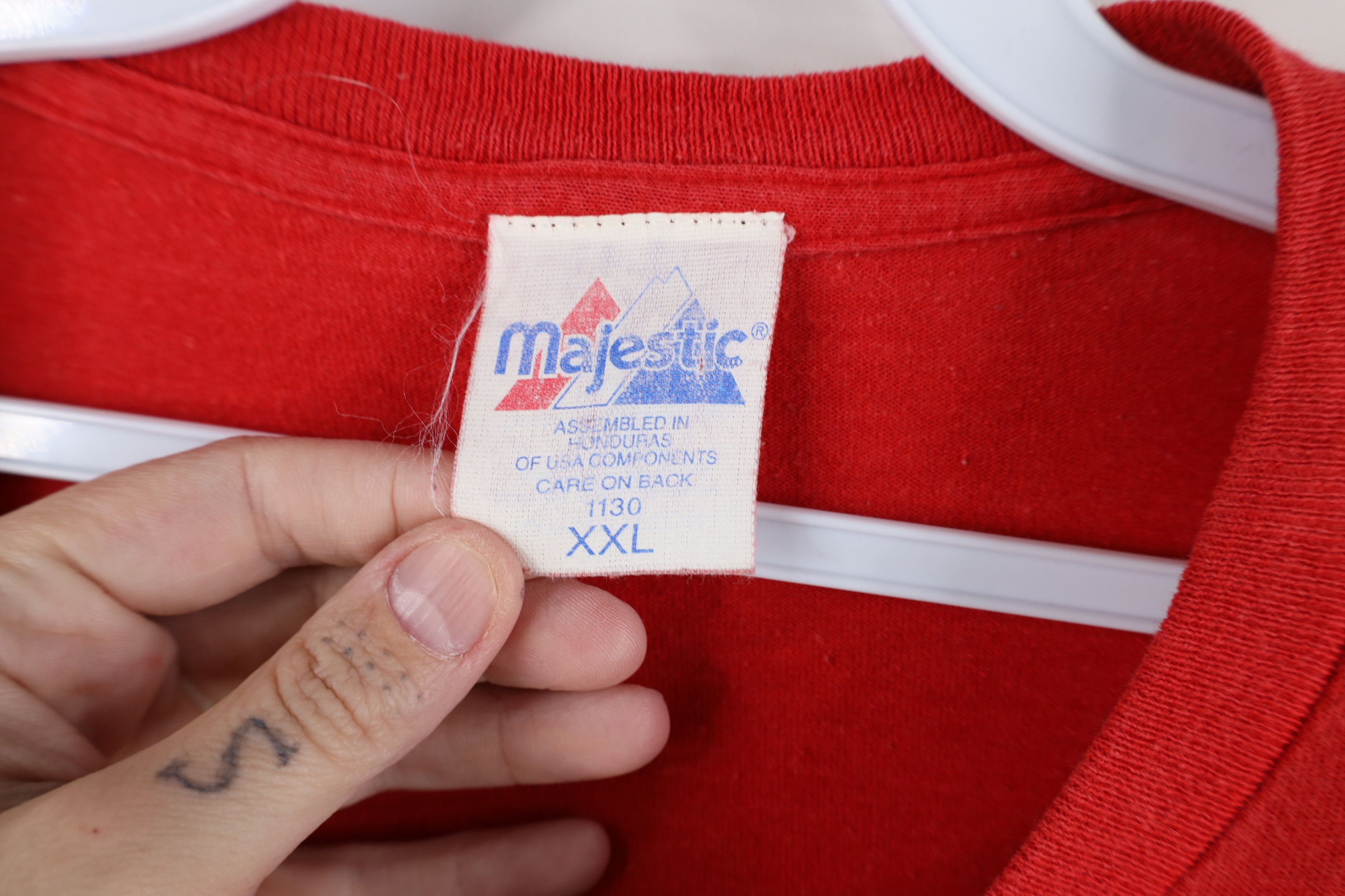 Majestic × Vintage Vintage 90s Majestic New Jersey Devils Hockey T-Shirt Red Size US XXL / EU 58 / 5 - 9 Thumbnail