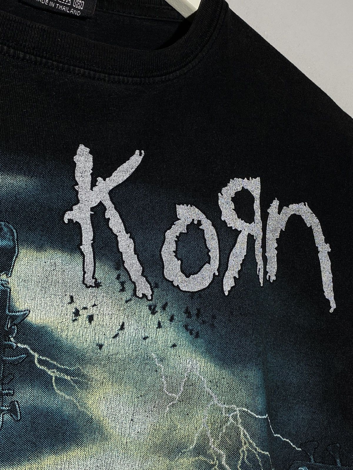 Vintage 00s Korn Rock Band Graphic Print Black T-shirt