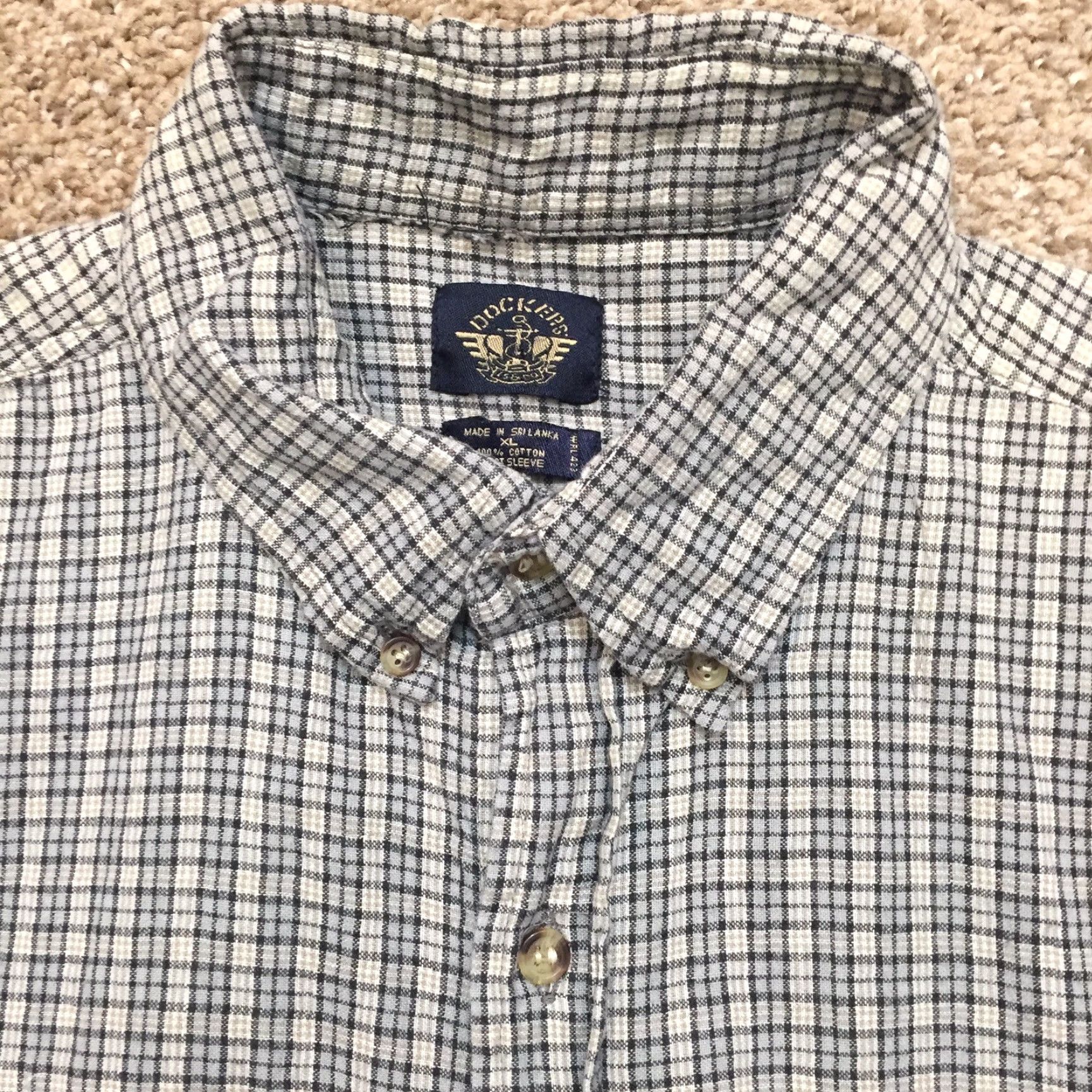 Dockers DOCKERS Shirt Mens XL Blue Check Short Sleeve Button-Up Casual Size US XL / EU 56 / 4 - 2 Thumbnail