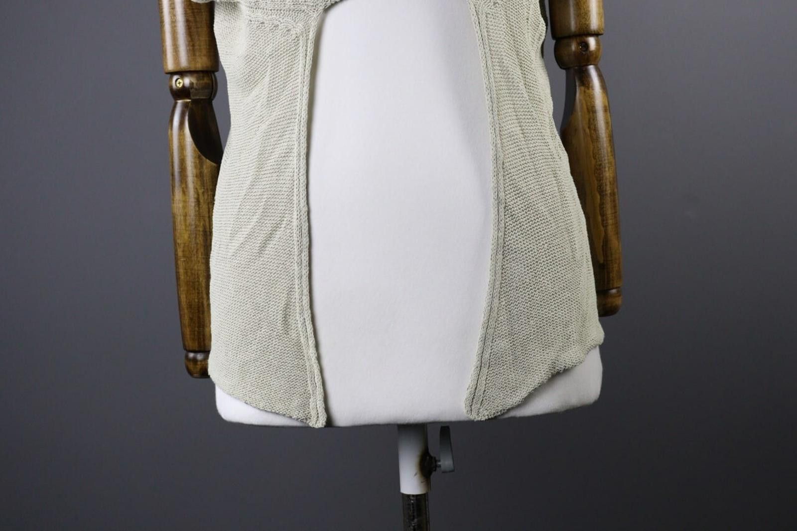 Designer Sarah Pacini Beige Linen Knit Wrap Top Shirt One Size Size ONE SIZE - 4 Thumbnail