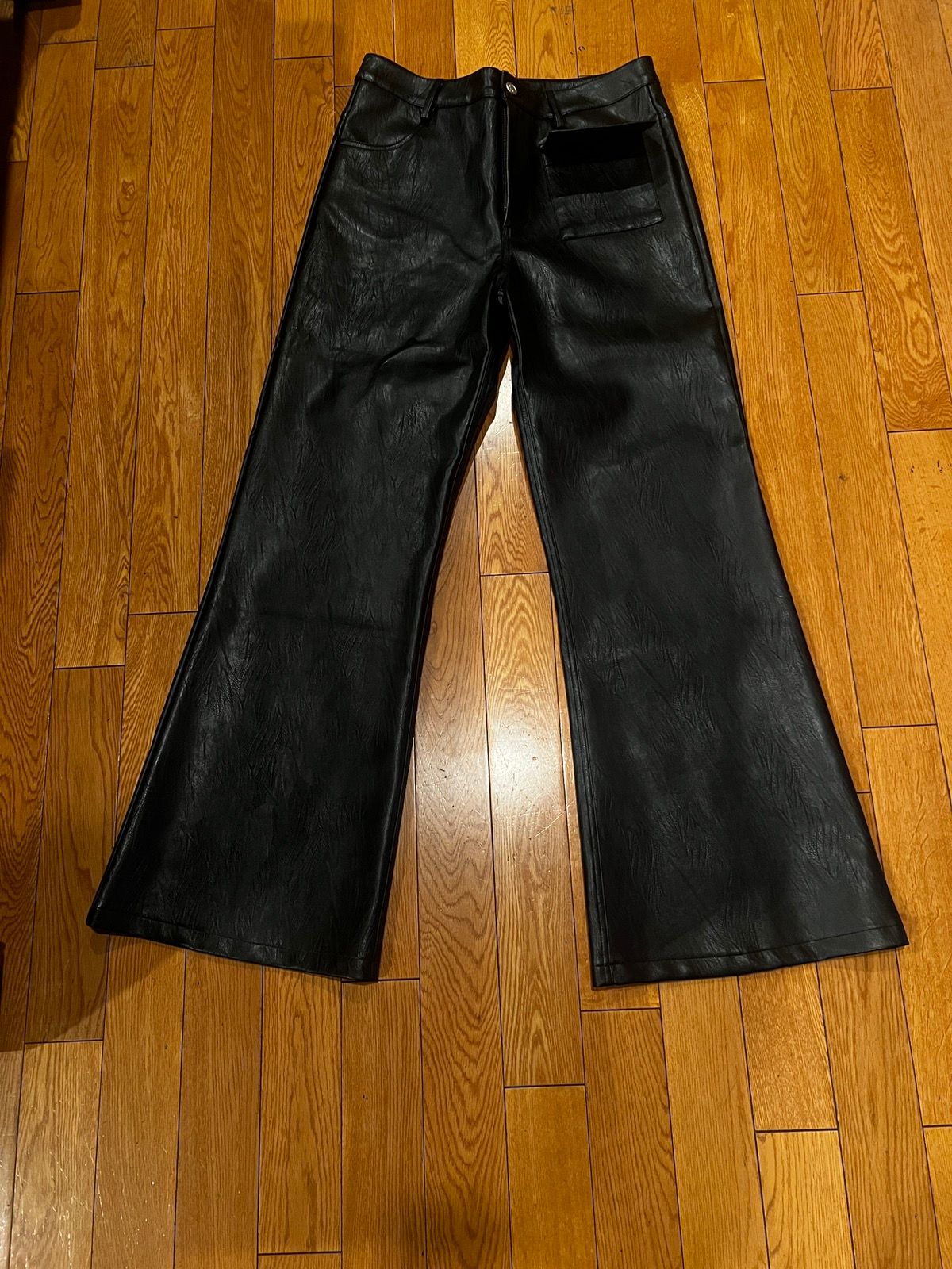 Pre-owned Destroy Lonely X Ken Carson Ranger Cartel Black Flared Leather Pants