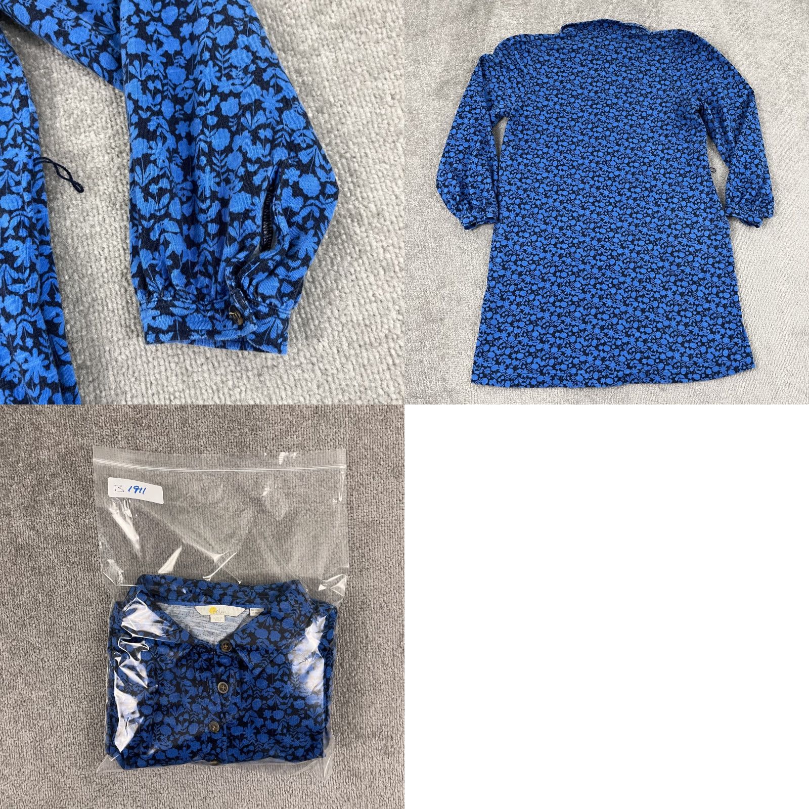 Boden VINTAGE Boden Women's Tunic Dress 16 Blue Floral Long Sleeve Pockets Collared All Seasons Size XXL / US 16-18 / IT 52-54 - 8 Thumbnail