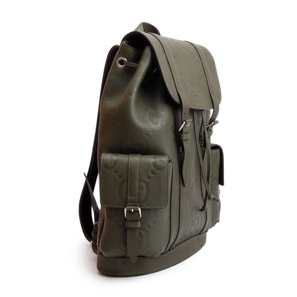 Gucci GUCCI Green Jumbo GG Calfskin Leather Backpack Size ONE SIZE - 2 Thumbnail