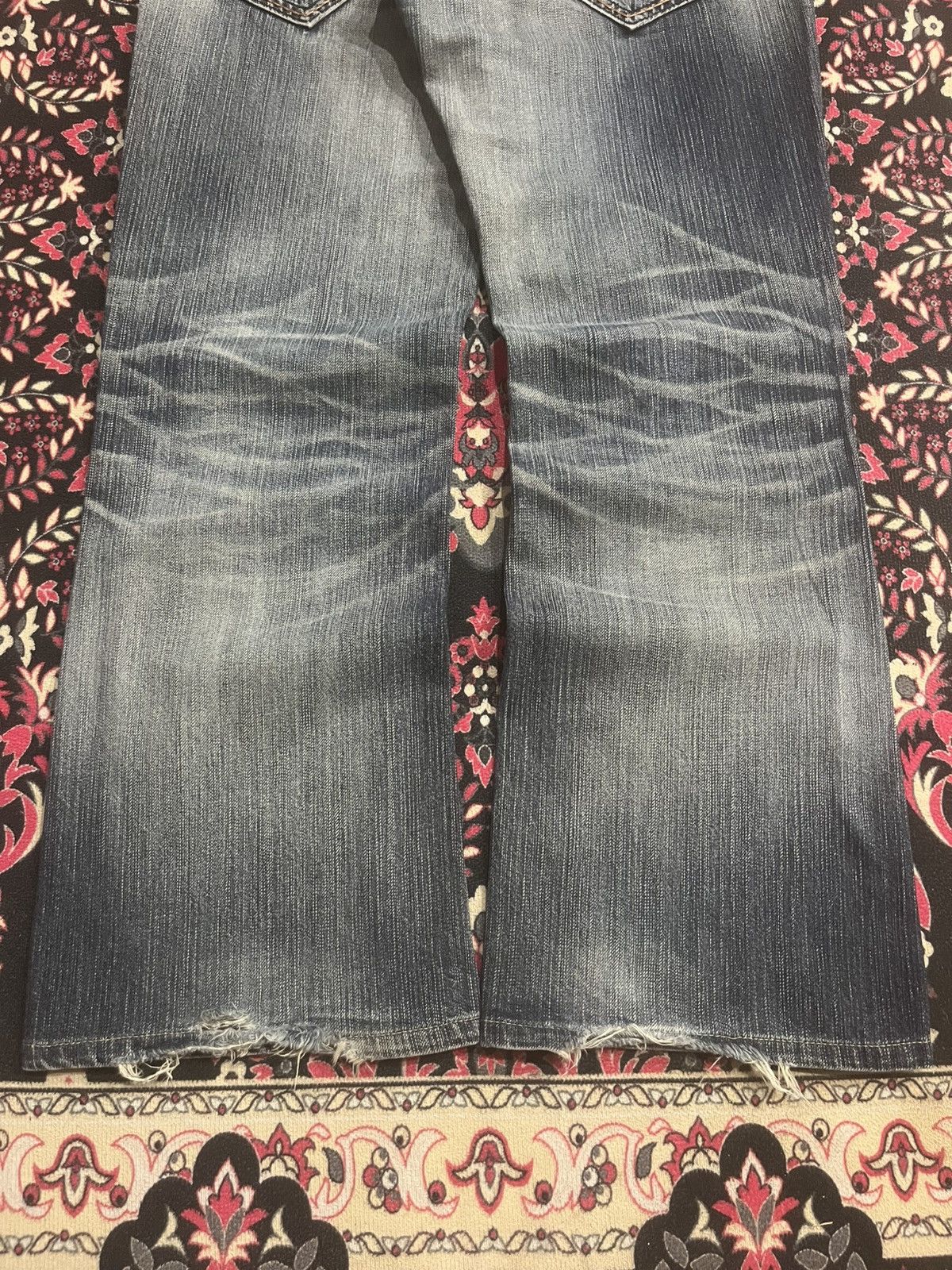 Edwin Vintage Edwin 431 XVS Dark Blue Washed Ripped Flare Jeans Size US 30 / EU 46 - 11 Thumbnail