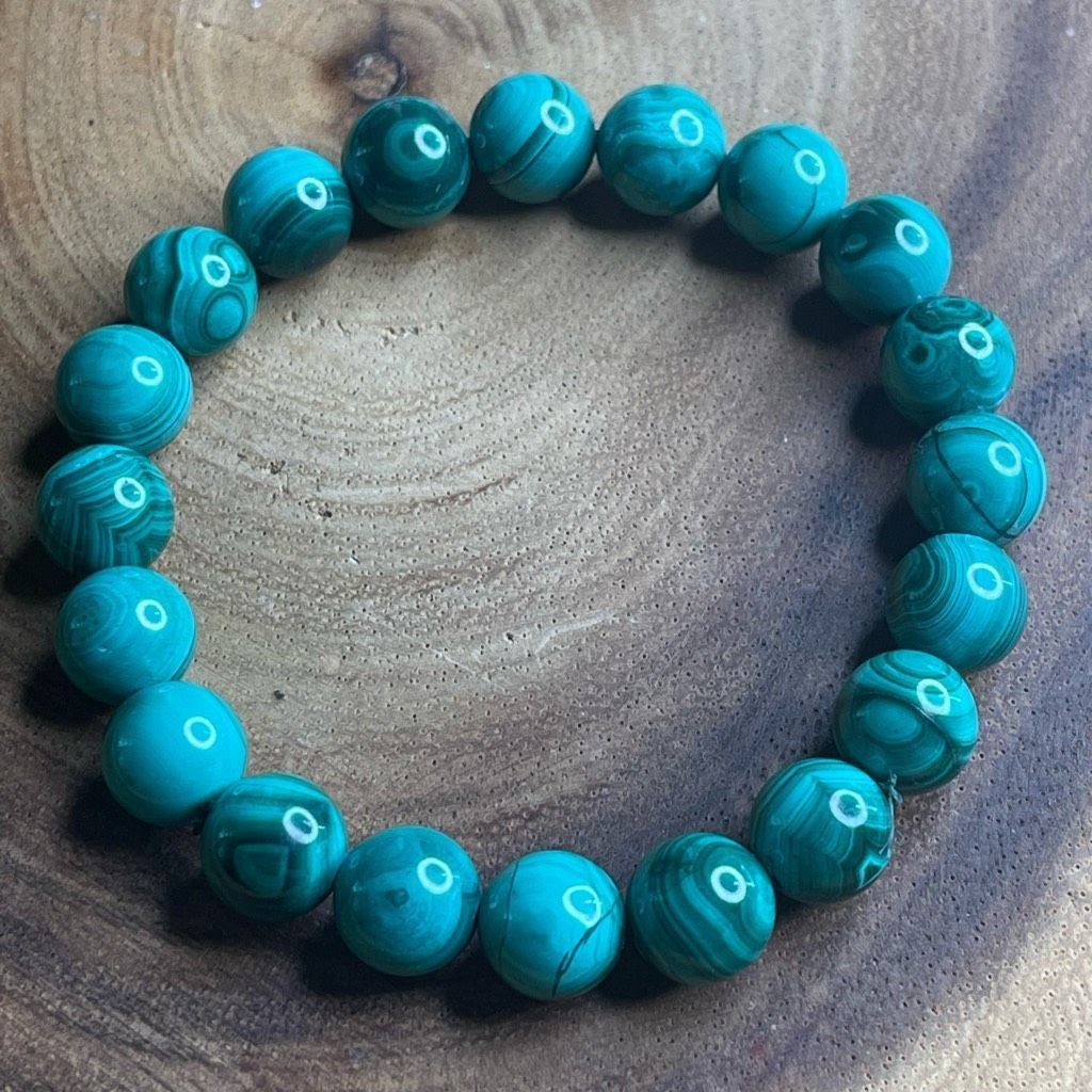 Other Malachite green circles orbs stretch beaded bracelet 7” crystal healing beads 8mm growth optimism transformation Size ONE SIZE - 1 Thumbnail