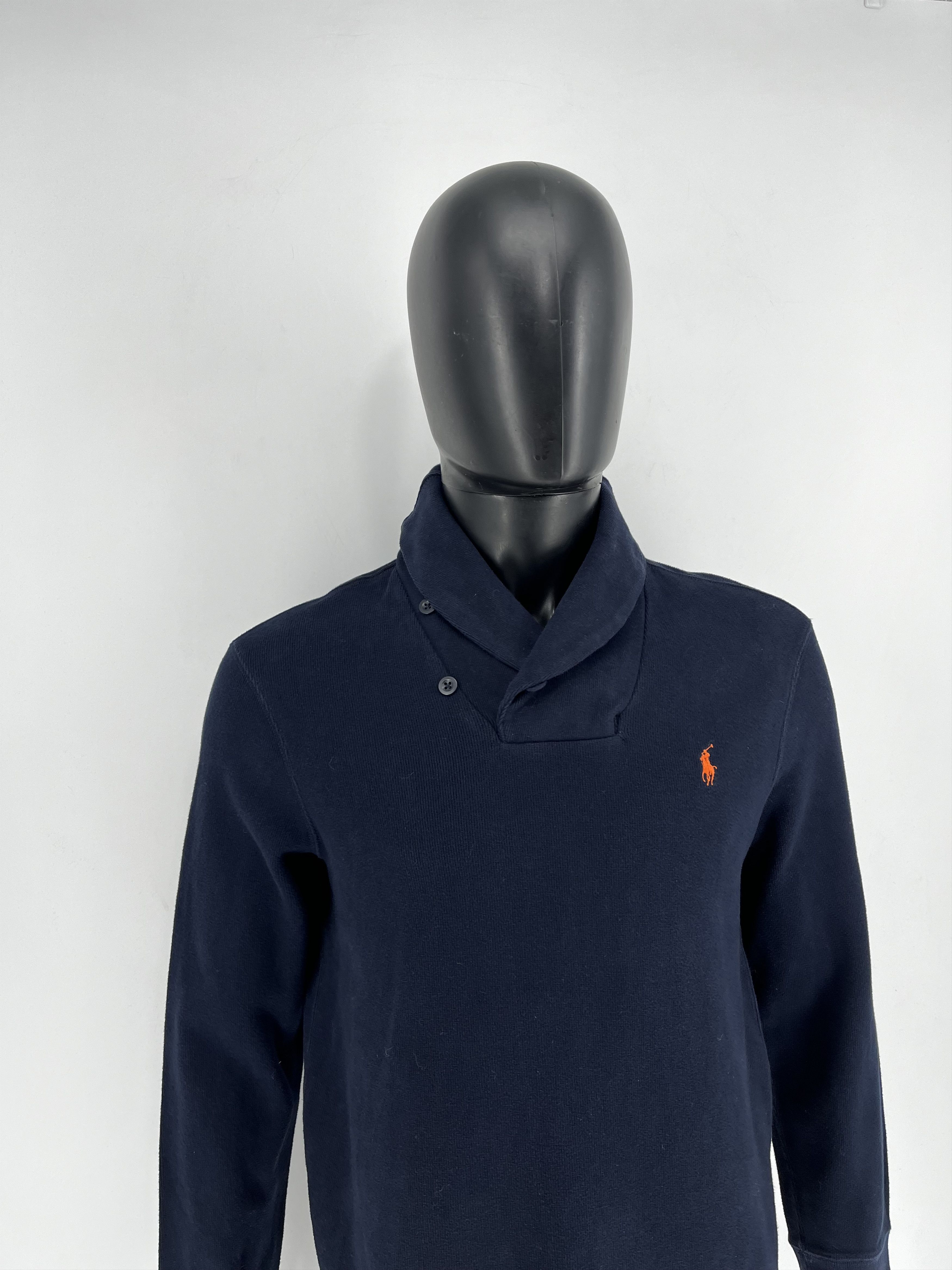 Polo Ralph Lauren × Ralph Lauren × Vintage Retro Polo Ralph Lauren Blue Shawl Collar Sweatshirt Size US M / EU 48-50 / 2 - 3 Thumbnail
