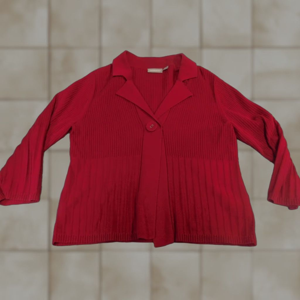 Croft & Barrow Croft & Barrow Womens Cardigan Sweater Medium Red Knit Mock Neck Zip Long Sleeve Cable-Knit Size M / US 6-8 / IT 42-44 - 1 Thumbnail