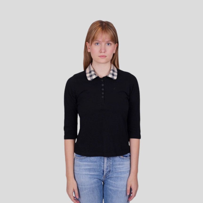 Burberry Burberry 3/4 Sleeve Black Polo Top | Size S Size S / US 4 / IT 40 - 7 Thumbnail