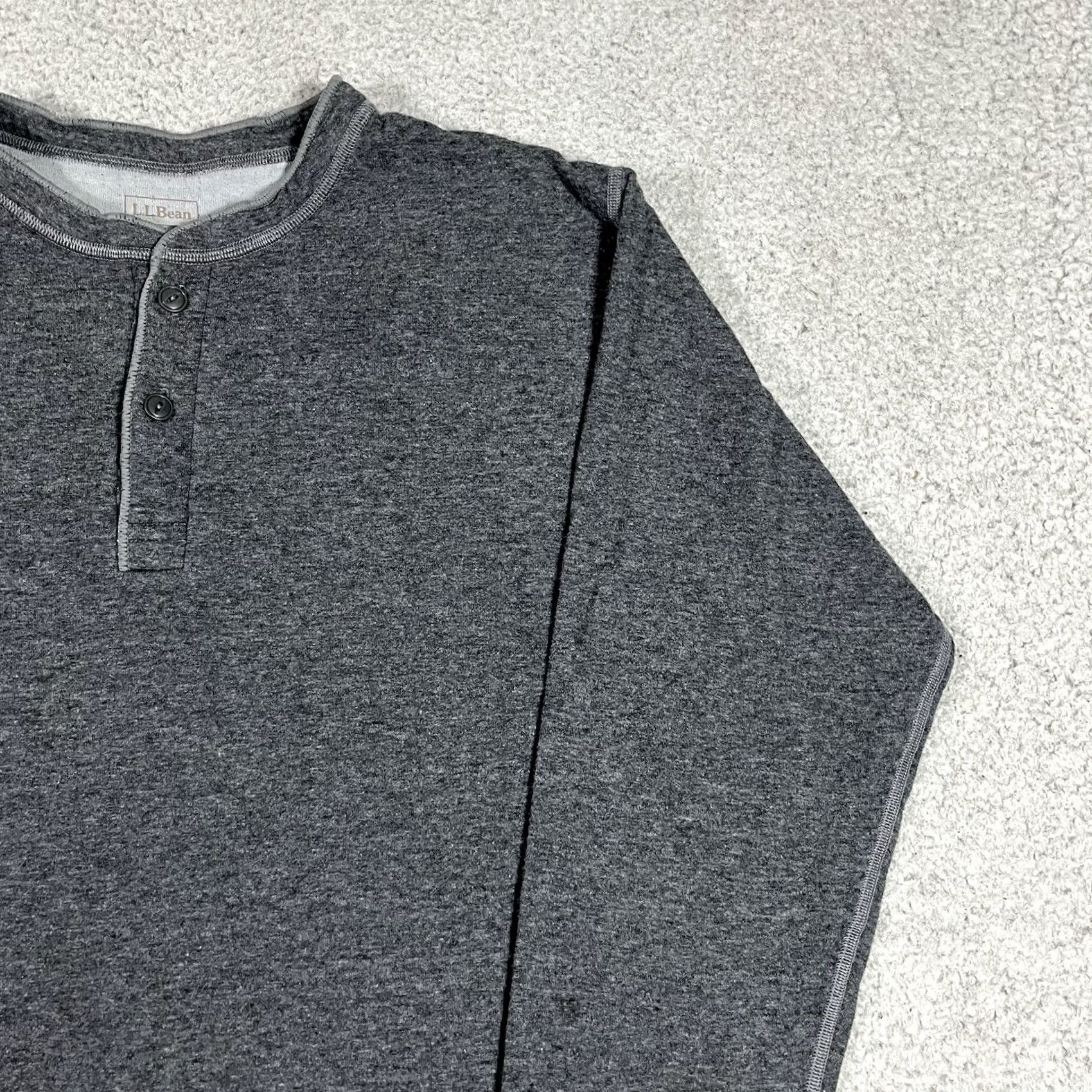 Vintage LL Bean Shirt Mens XL Gray Henley River Driver Wool Long Sleeve Thermal 2 Layer 90s Classic Outdoor Preppy Mens Size US XL / EU 56 / 4 - 6 Thumbnail