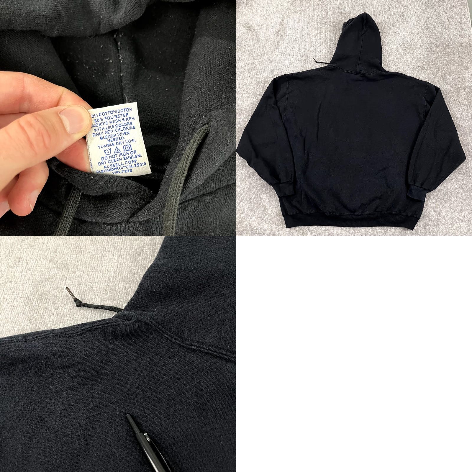 Russell Athletic VINTAGE Russell Athletic Hoodie Mens 2XL Black 90s Retro Pullover Sweatshirt, Graphic Print, Hooded with Pockets, Classic Fit, School Athletic Size US XXL / EU 58 / 5 - 8 Thumbnail