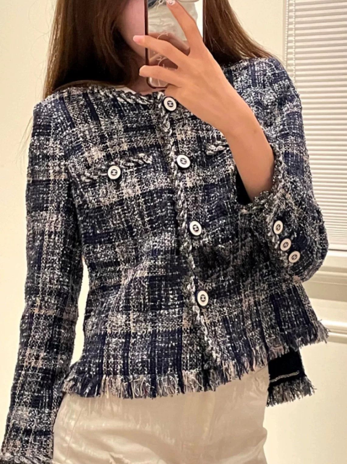 Chanel Chanel Blue Plaid Tweed Jacket Size XXS / US 00 / IT 34 - 1 Thumbnail