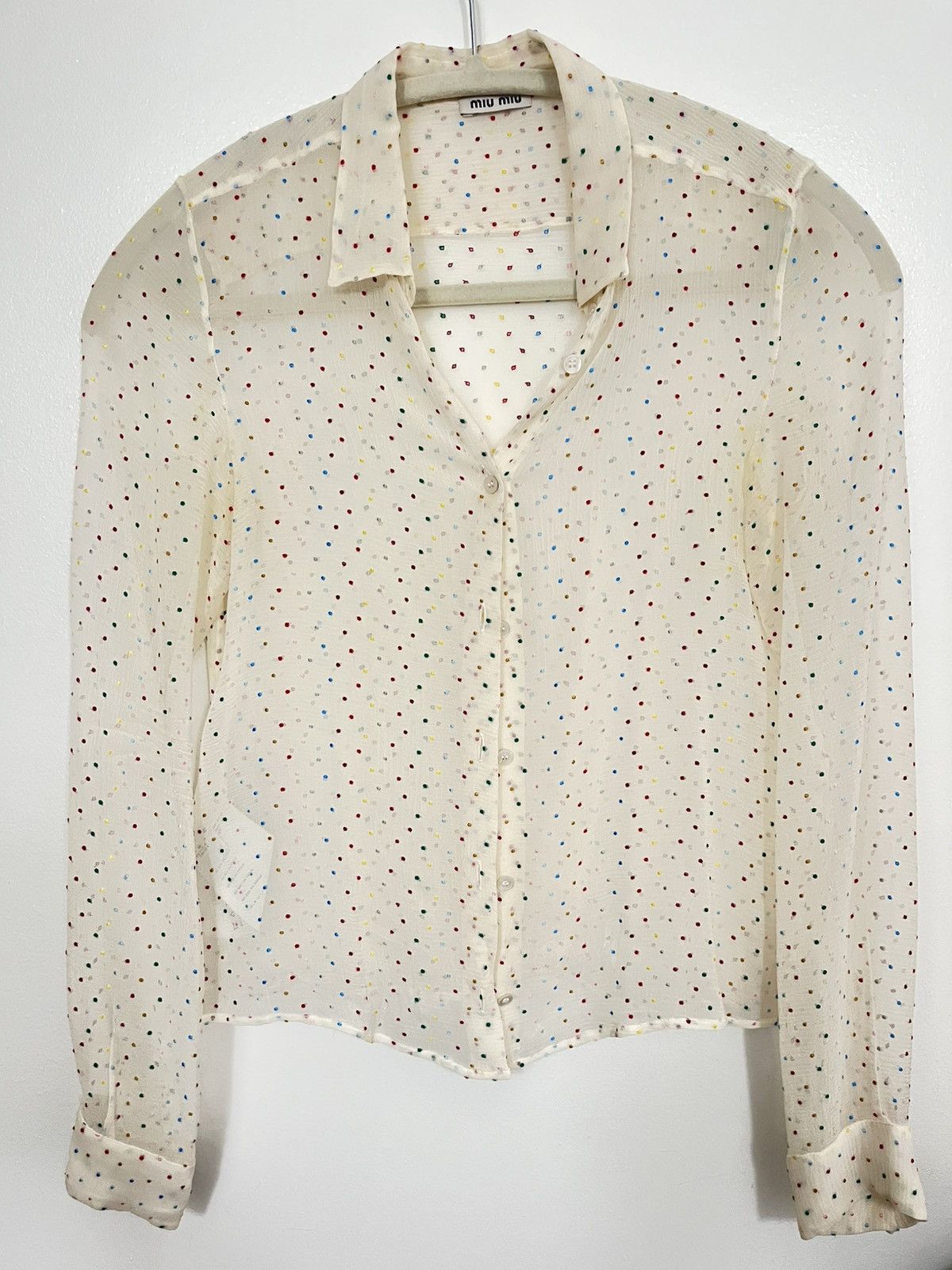 Miu Miu Silk Polka dot blouse Size XS / US 0-2 / IT 36-38 - 1 Thumbnail