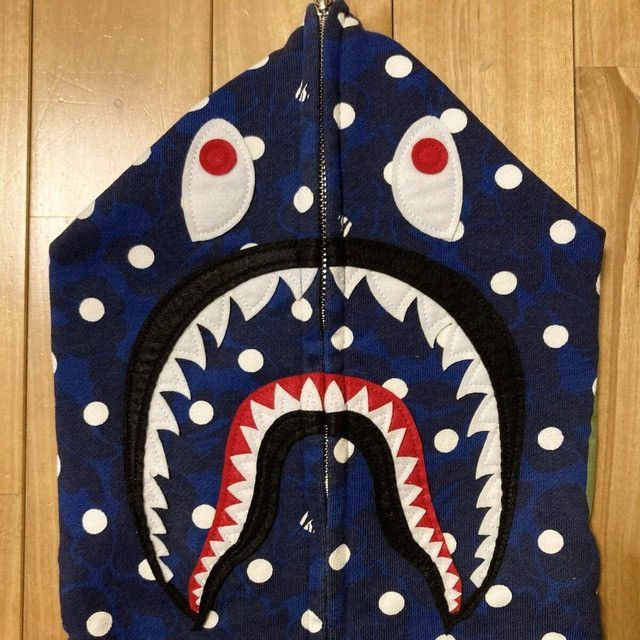 Bape 2015 BAPE DOT ABC CAMO Shark Full Zip Hoodie Navy APE Size US L / EU 52-54 / 3 - 5 Thumbnail