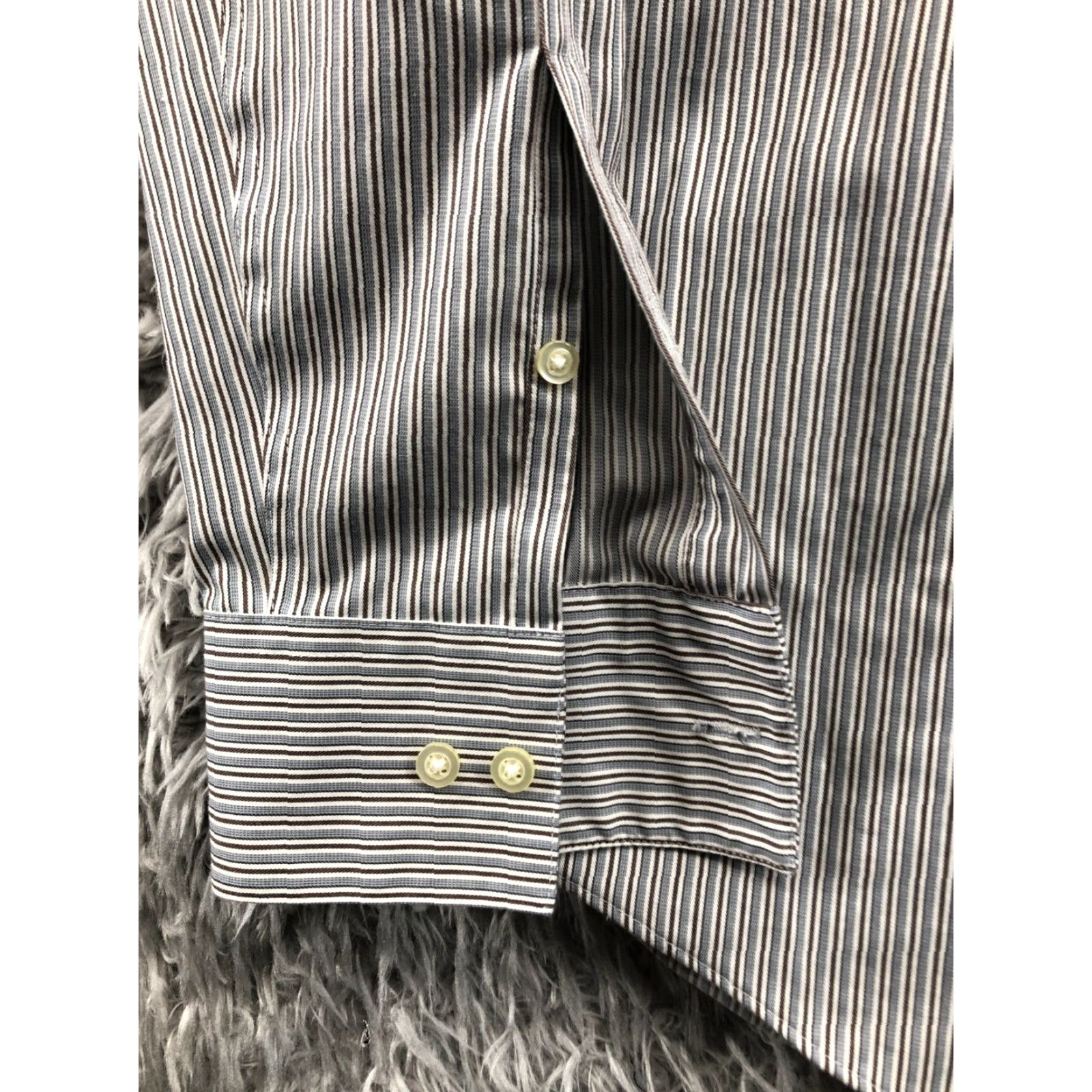Joseph Abboud Joseph Abboud Slim Fit Shirt Mens Size 15 Long Sleeve Gray Striped Button-Up Shawl Collar? (No, need to stick to original words). Size US M / EU 48-50 / 2 - 2 Thumbnail