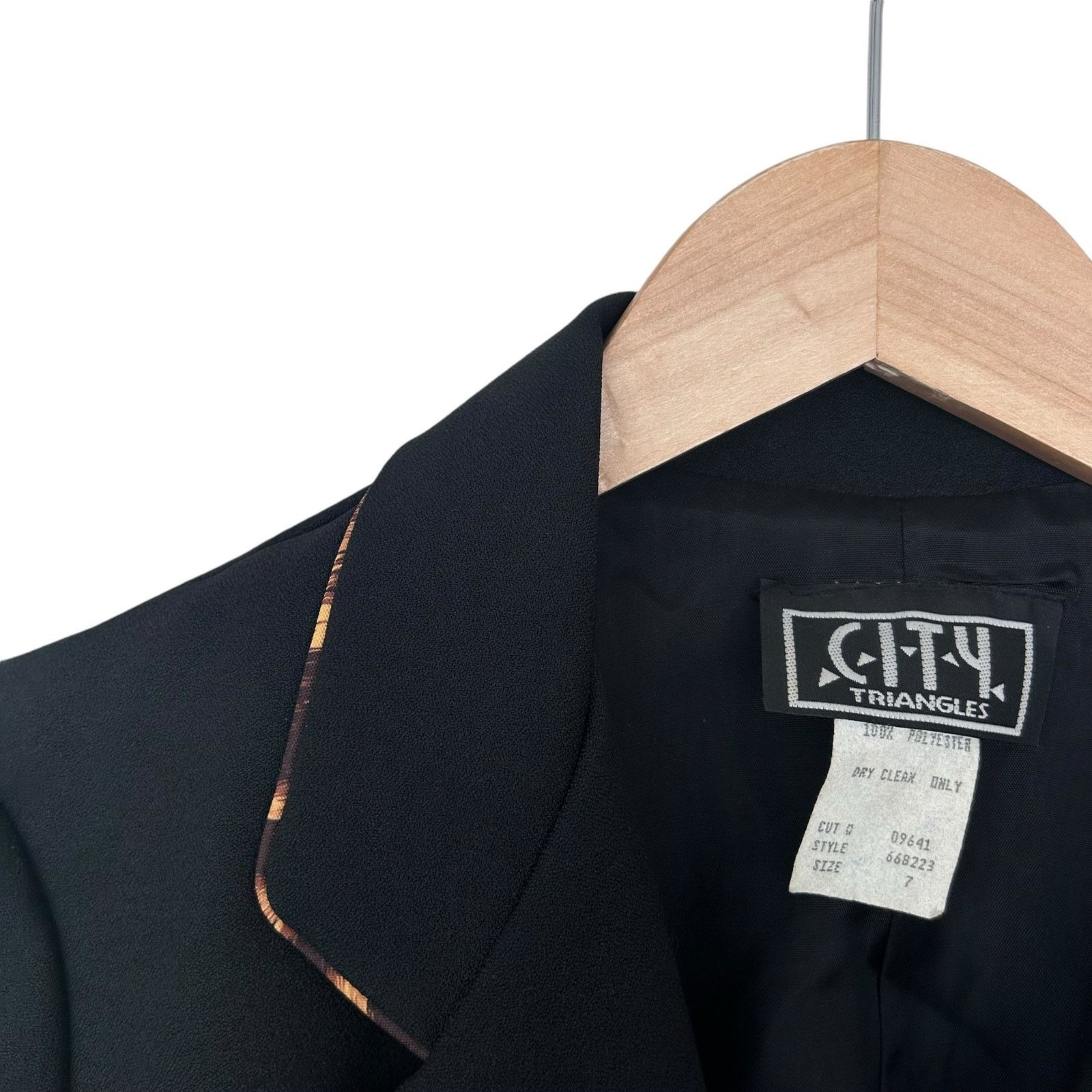Vintage Vintage City Triangles Black Blazer Leopard Piping Sz S Size S / US 4 / IT 40 - 2 Thumbnail