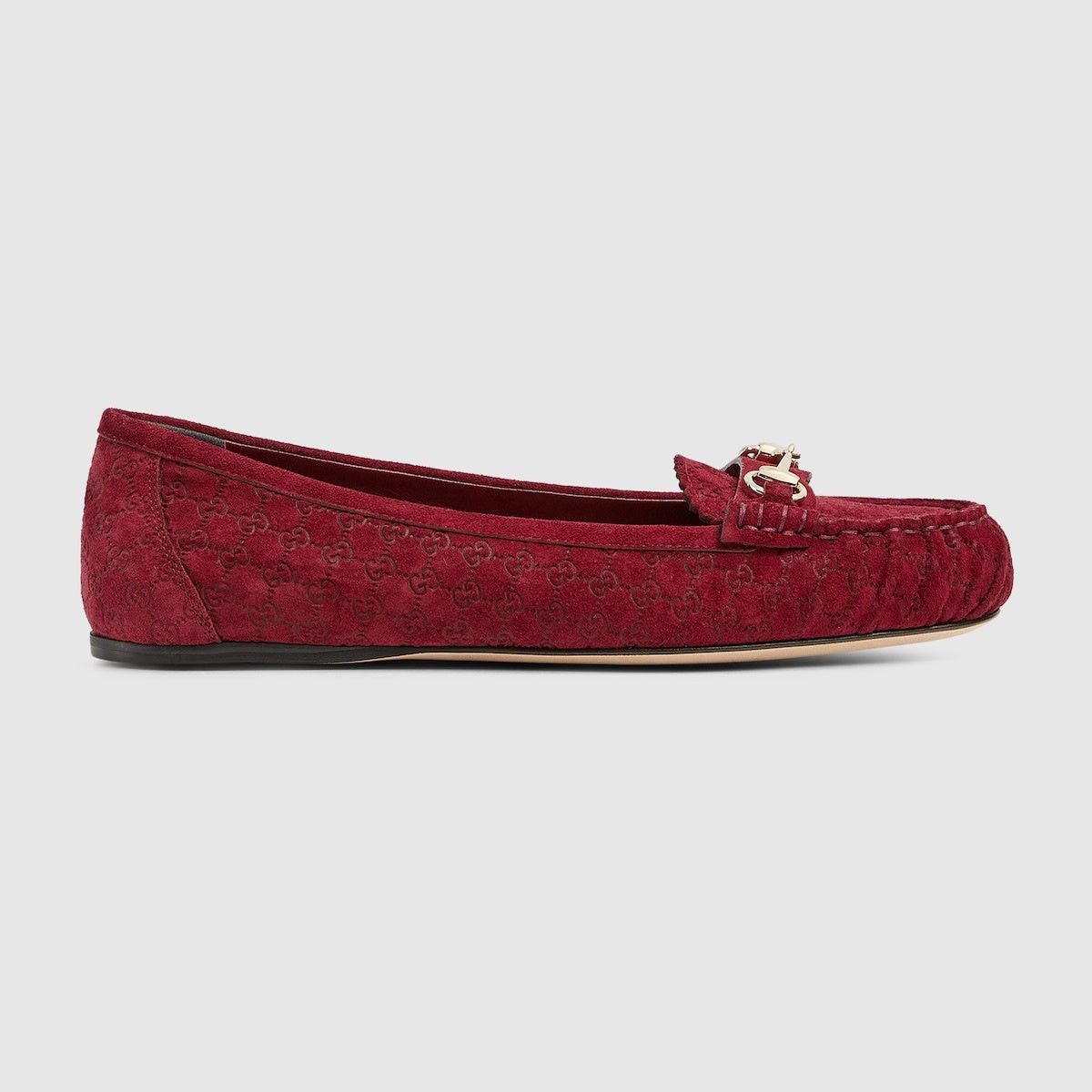 Gucci Horsebit GG Suede Ballet Flats SIZE 39.5
