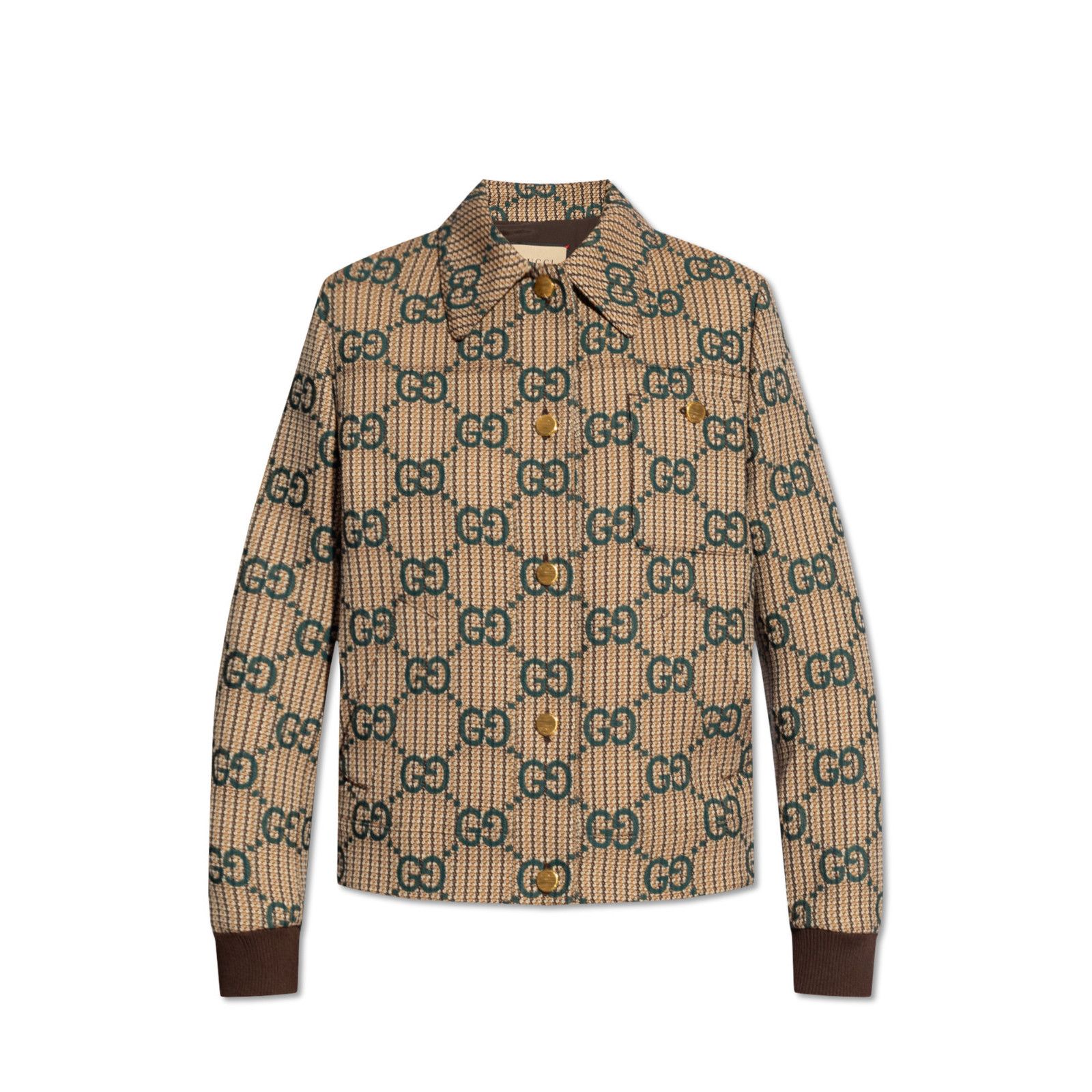 Gucci GUCCI Beige Jumbo GG Wool Bomber Jacket New & Authentic (Wom Size ONE SIZE - 1 Preview