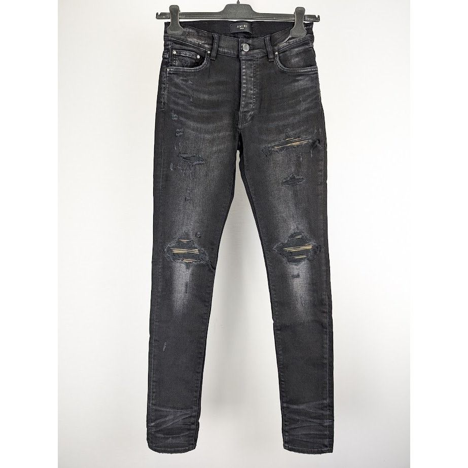 Amiri o1rshd1 Leather Camo MX1 Jean in Aged Black Size US 30 / EU 46 - 2 Thumbnail