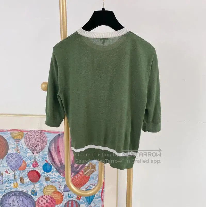 Loewe Loewe Green Wool Short Sleeve Knit Top . Size XS / US 0-2 / IT 36-38 - 2 Thumbnail