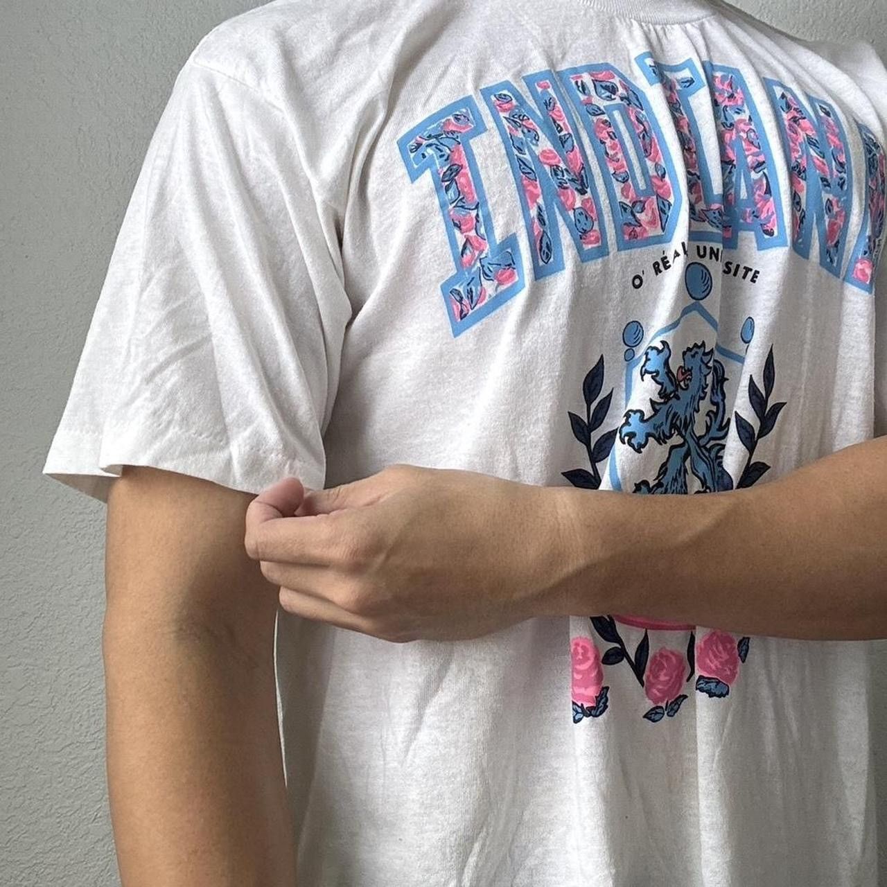 Vintage Vintage 1990s Indiana University Graphics White Tee Shirt Size US XL / EU 56 / 4 - 5 Thumbnail