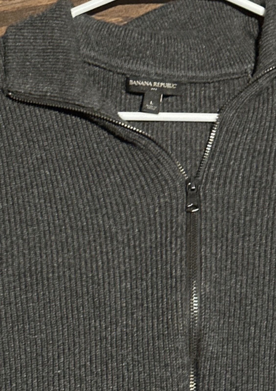 Banana Republic Banana Republic Men's Gray Wool Blend Full Zip Sweatshirt Size US L / EU 52-54 / 3 - 3 Thumbnail