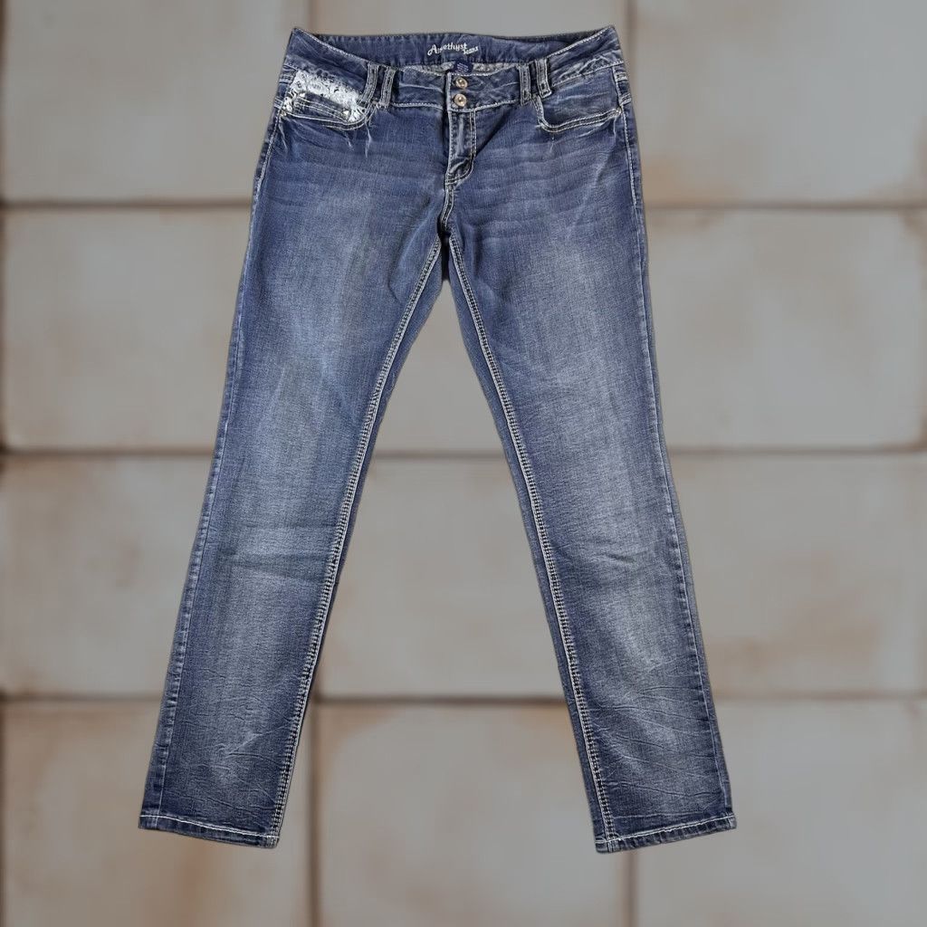 Vintage Amethyst Jeans Womens 13 Blue Skinny City Jeans Womens 13 Blue City - Amethyst Skinny Jeans Womens 13 City Blue mens? Size 34" / US 12 / IT 48 - 1 Thumbnail