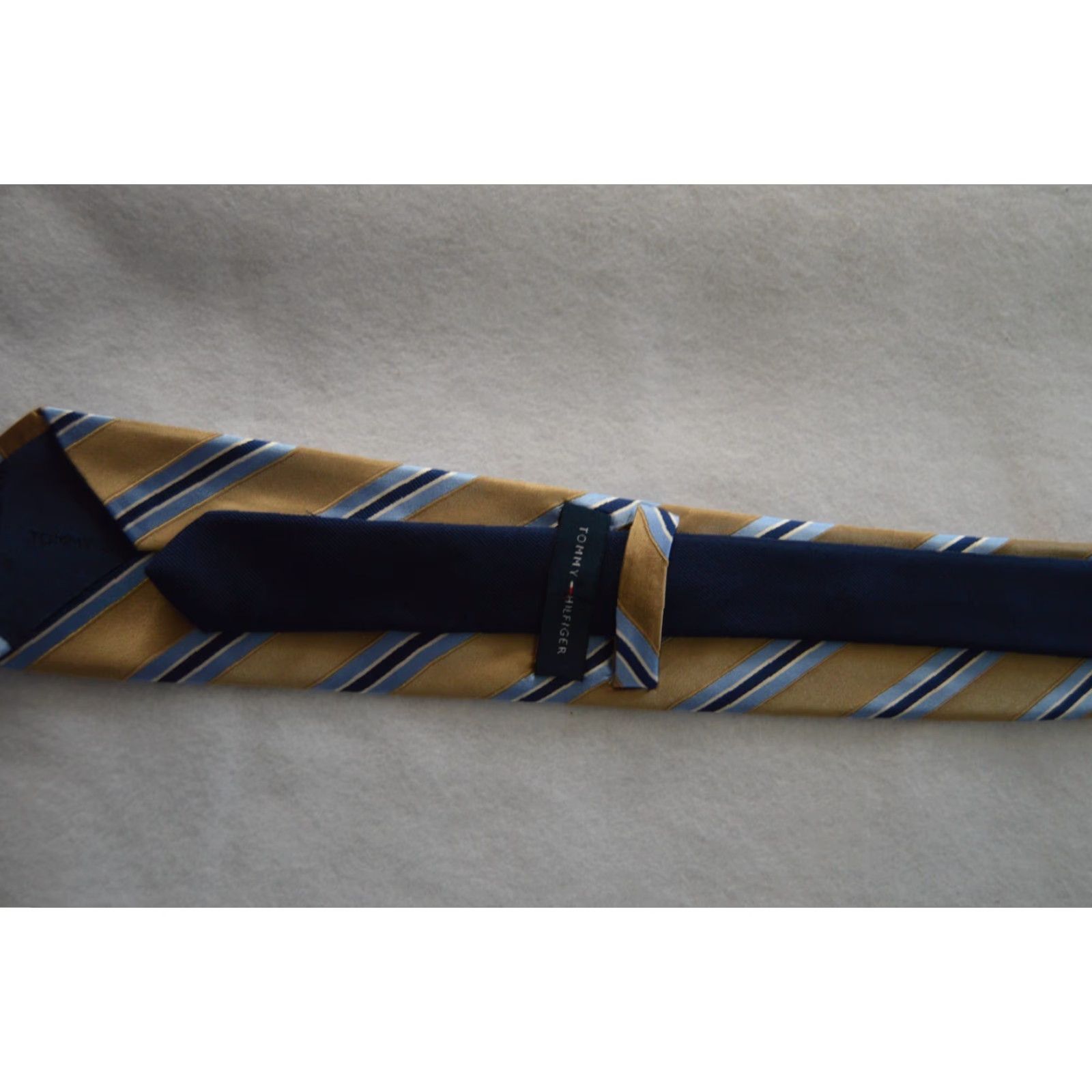 Tommy Hilfiger Tommy Hilfiger Tie 100% Silk Blue Bronze Stripe Vintage Tie Men Size ONE SIZE - 4 Thumbnail
