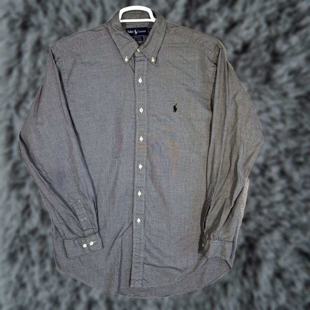 Ralph Lauren Ralph Lauren Yarmouth Dress Shirt Gray Houndstooth 16 / 34–35 Men’s Cotton Long Sleeve Button-Down Collar Shirt Size 42R - 1 Thumbnail