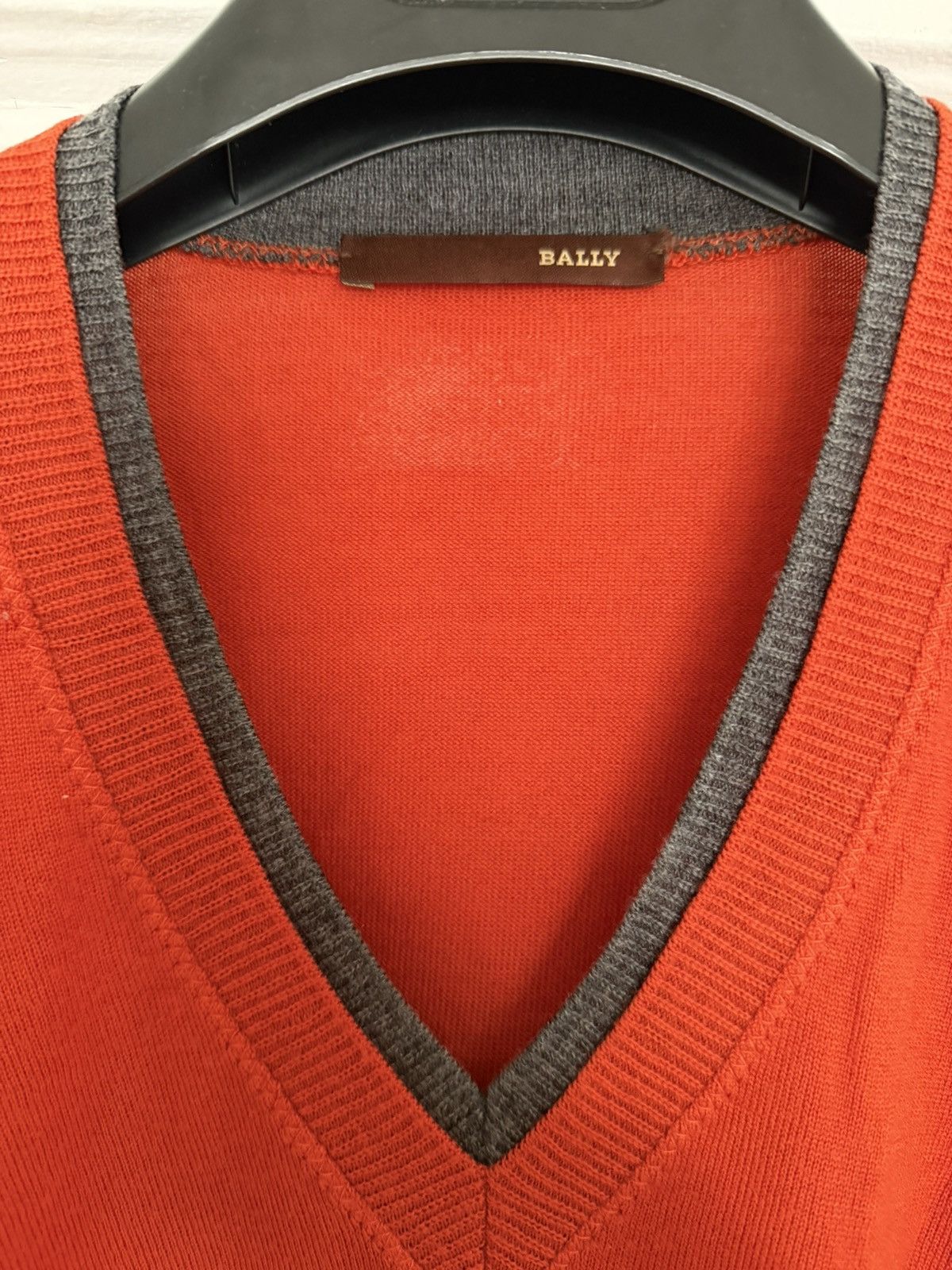 Bally Bally Men’s Orange Wool V-Neck Sweater Size M Size US M / EU 48-50 / 2 - 2 Thumbnail