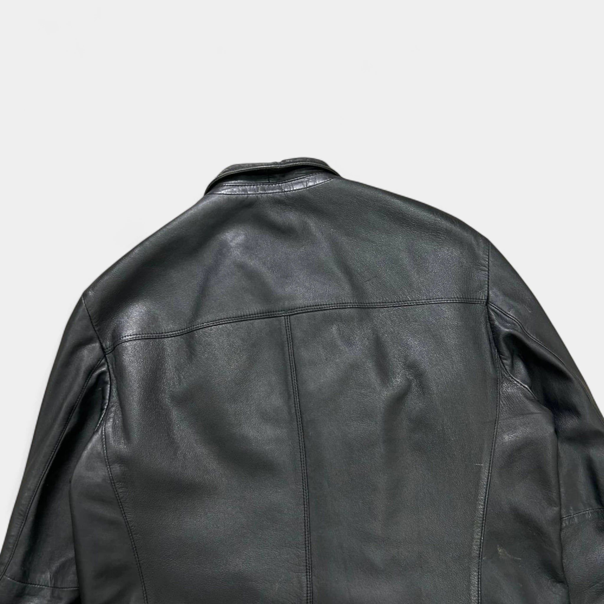 Armani Armani Jeans 90s Black Leather Blazer Jacket Size US L / EU 52-54 / 3 - 7 Thumbnail
