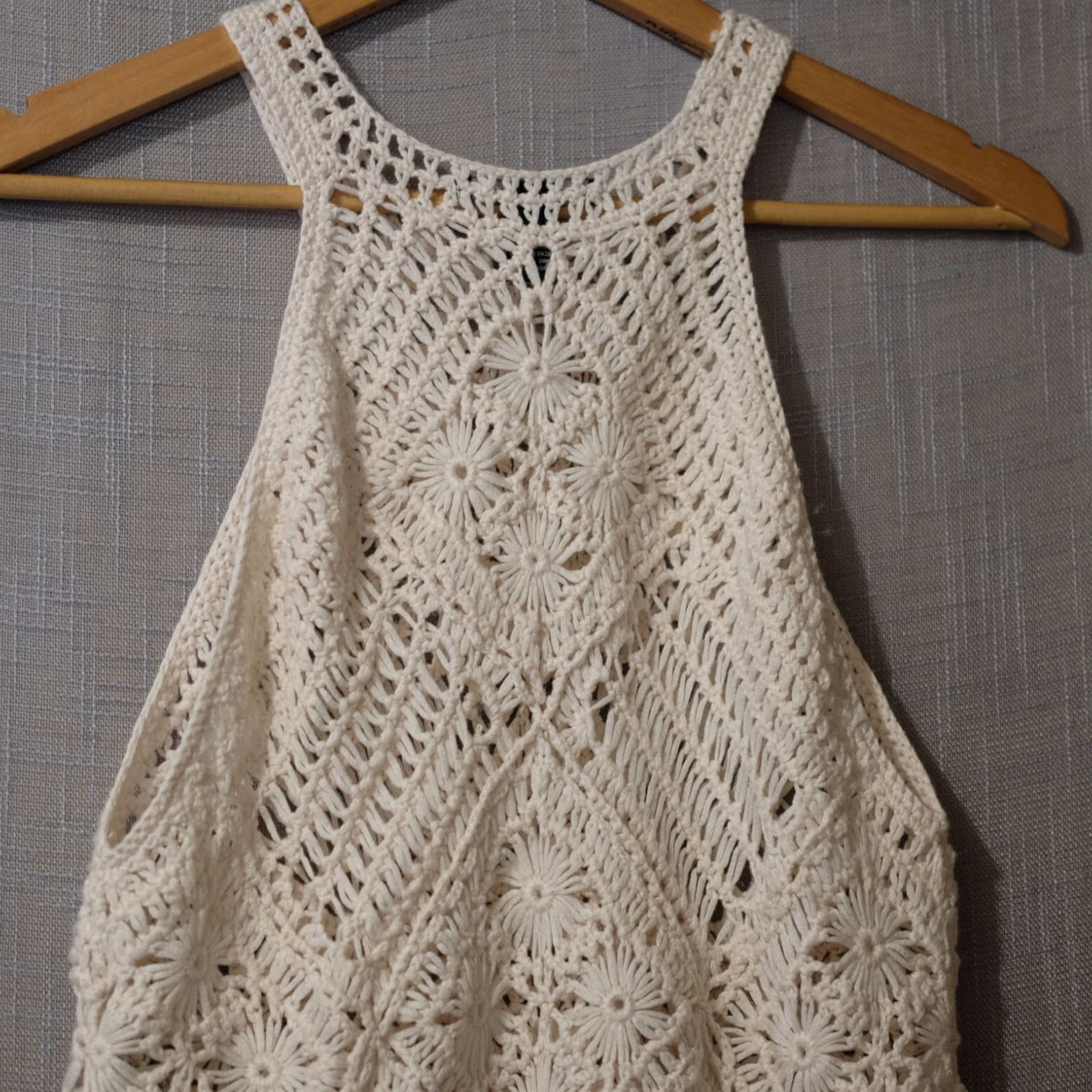 Forever 21 FOREVER 21 Tank Top Cream Crochet Fringe Boho Women's M Ivory Sleeveless Round Neck Casual Knit Festival Hippie Belle Size M / US 6-8 / IT 42-44 - 5 Thumbnail