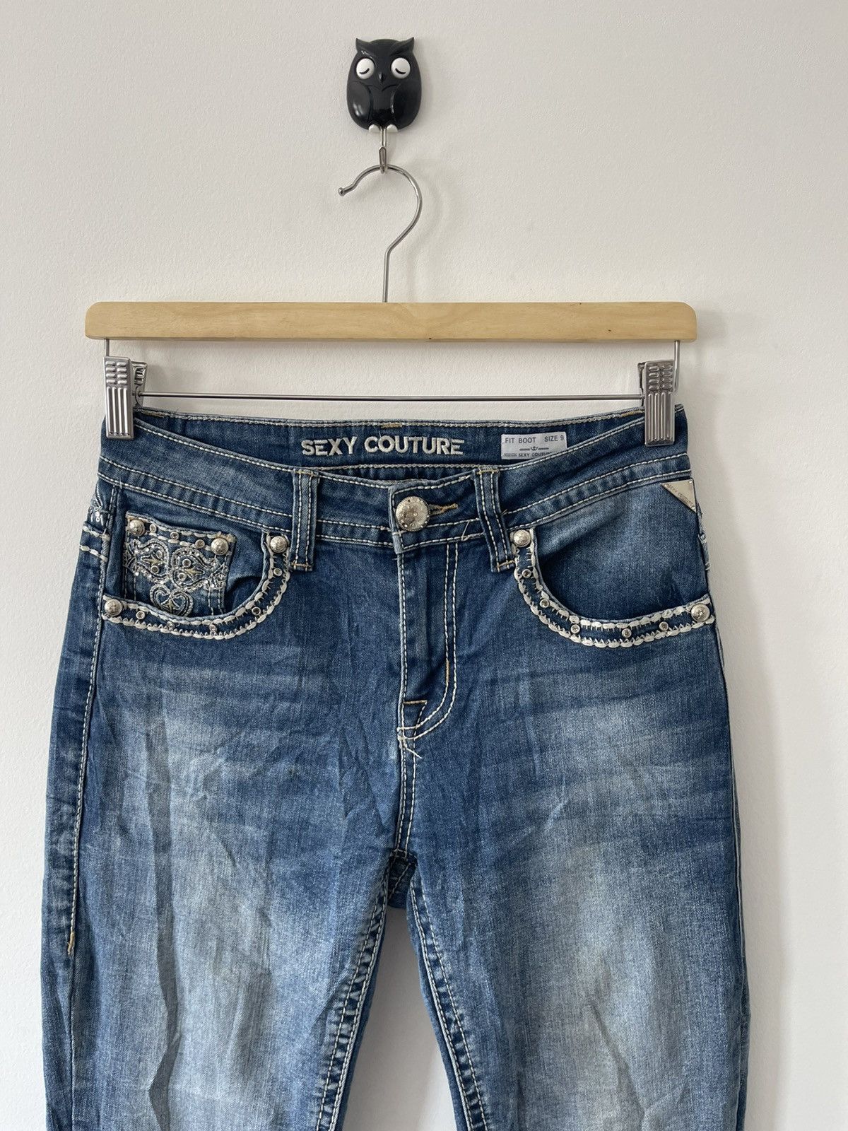 If Six Was Nine Rare Vintage SEXY COUTURE Embroidery Back Boot Cut Flare Size 27" / US 4 / IT 40 - 11 Thumbnail