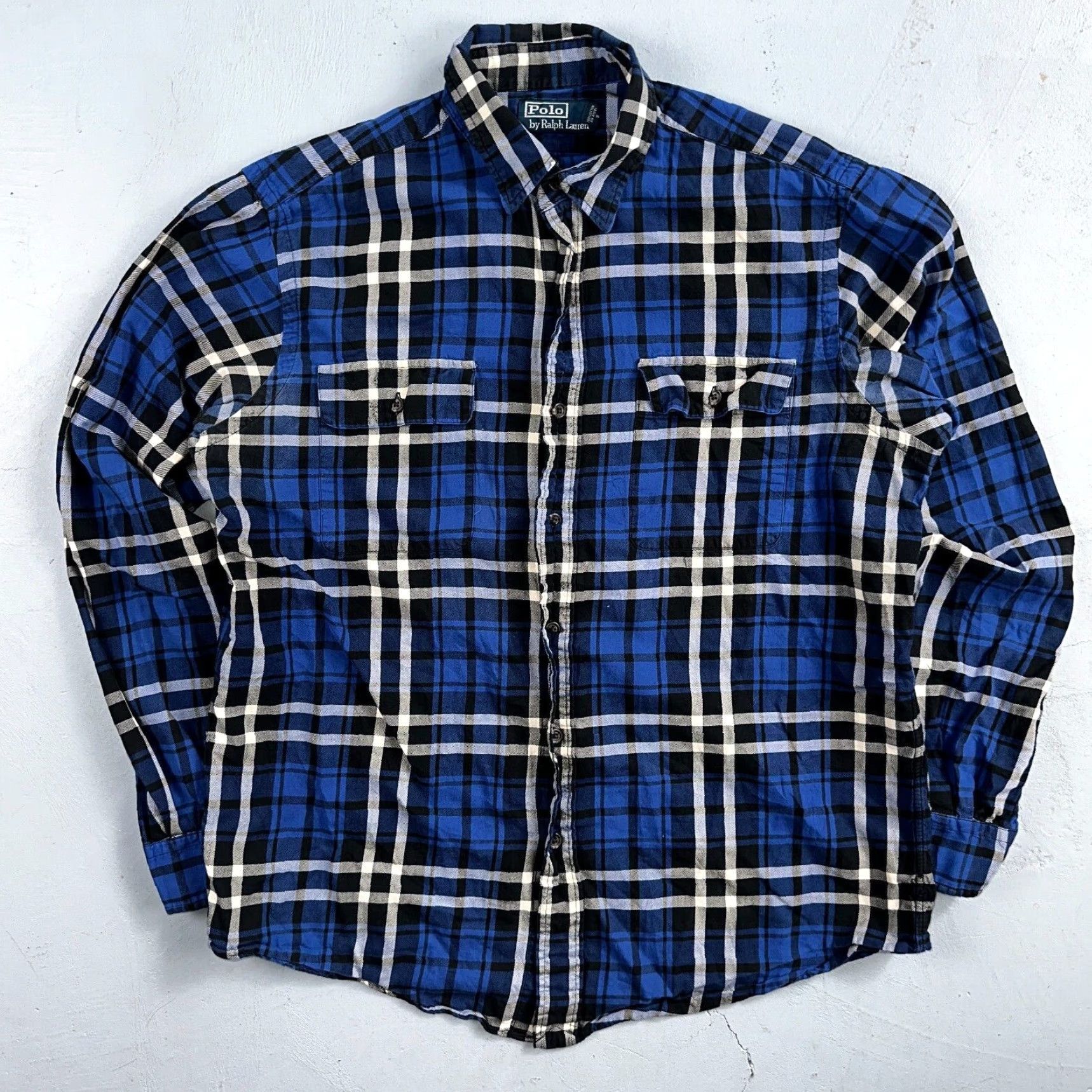 Polo Ralph Lauren VINTAGE Polo Ralph Lauren Oxford Shirt Plaid Stripe Button-Down Blue Mens M 100% Cotton Casual Business 90s Size US M / EU 48-50 / 2 - 2 Thumbnail