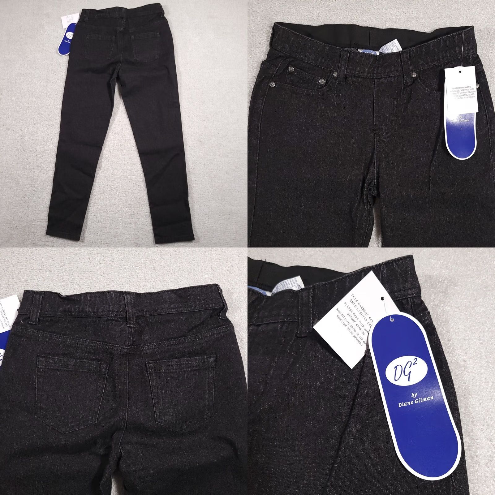 Denime DG2 Diane Gilman Pull On Jeans Women's PXS Black Stretch Denim Skinny Pants Size 26" / US 2 / IT 38 - 8 Thumbnail