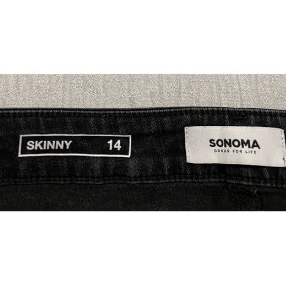 Denime Sonoma Womens Size 14 Black Wash Denim Skinny Floral Embroidered Jeans Size 36" / US 14 / IT 50 - 6 Thumbnail