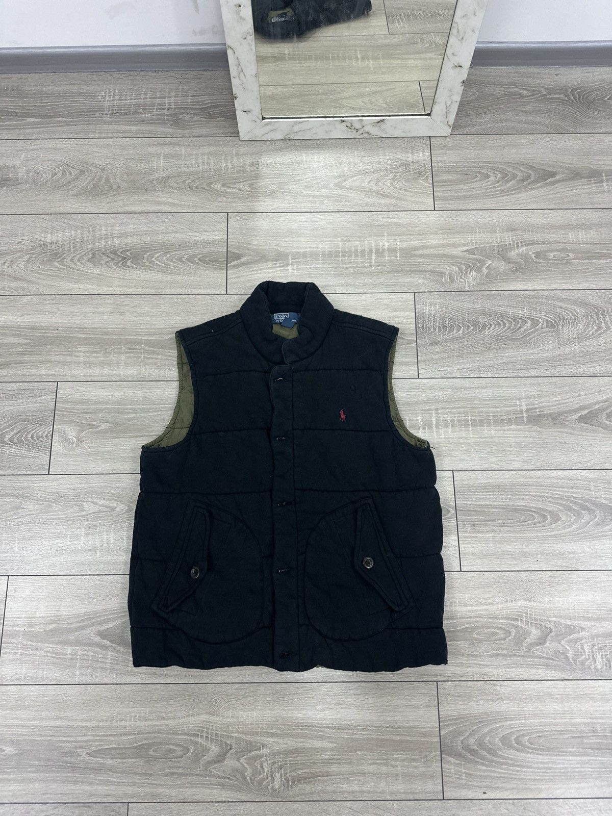 Polo Ralph Lauren Black Vintage 90s Distressed Vest