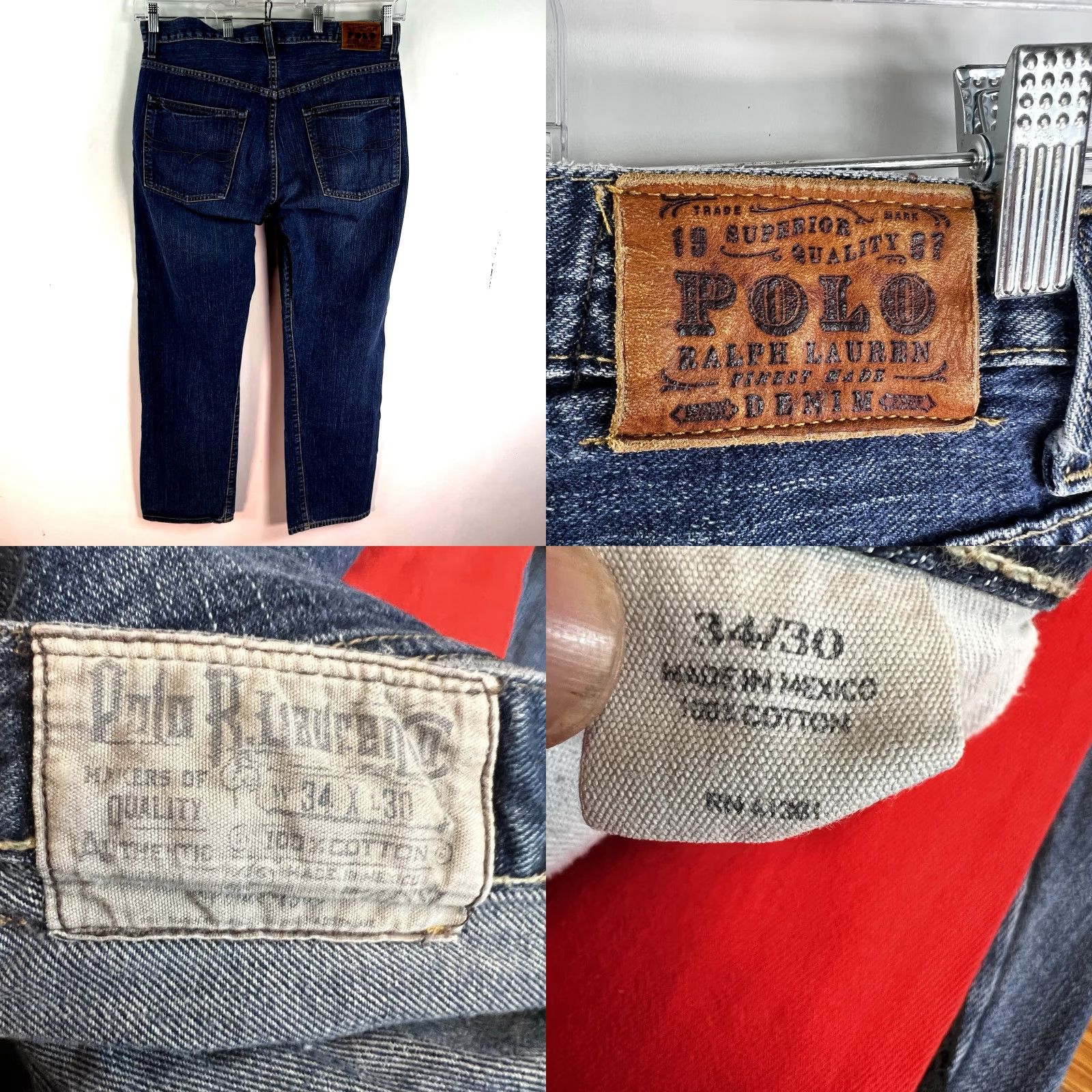 Polo Ralph Lauren VINTAGE Polo Ralph Lauren Jeans Men 34x30 Dark Wash Straight Fit 90s Logo Denim Size US S / EU 44-46 / 1 - 8 Thumbnail