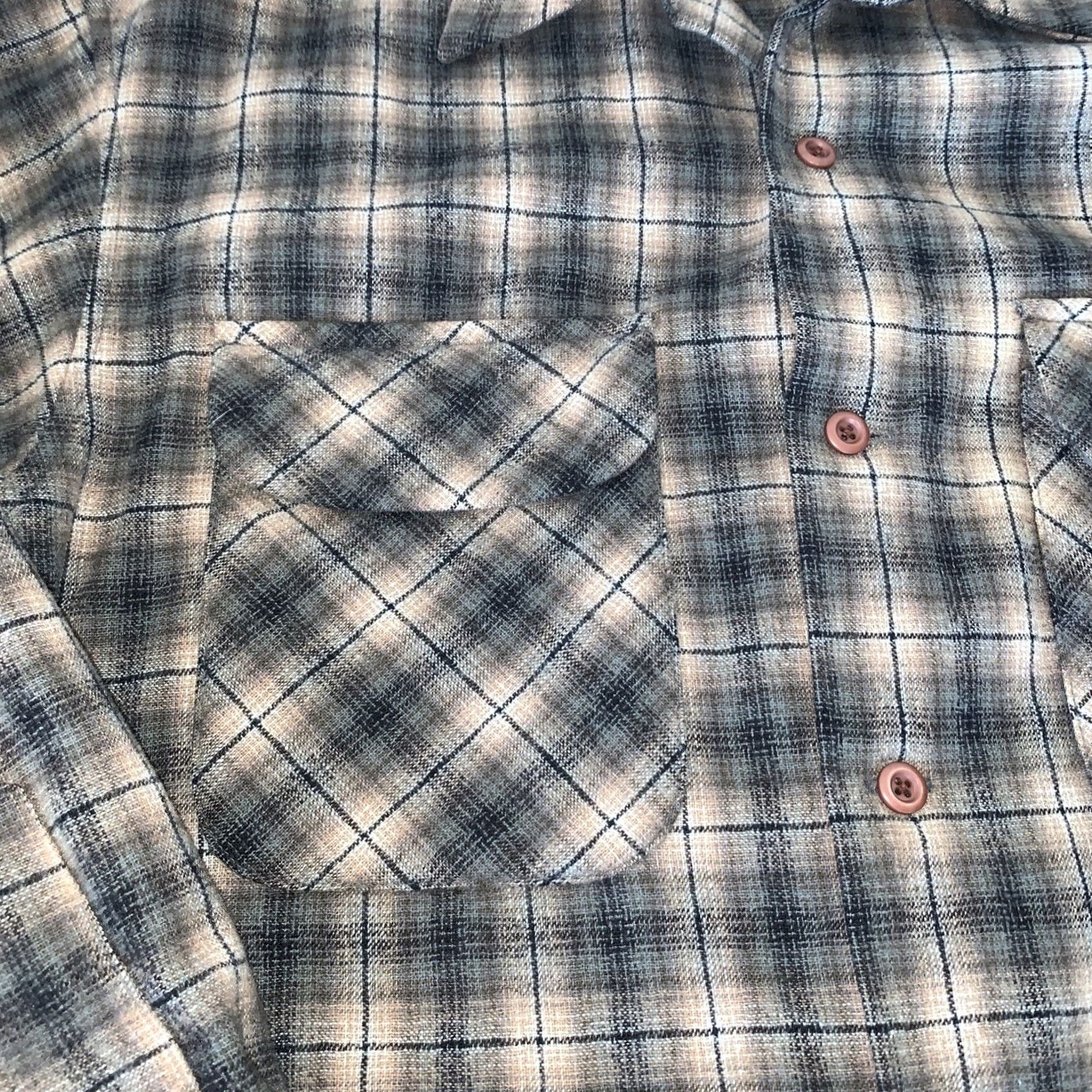 Pendleton VINTAGE Pendleton Board Shirt Wool Brown Shadow Plaid Loop Collar Mens Large Size US L / EU 52-54 / 3 - 2 Thumbnail