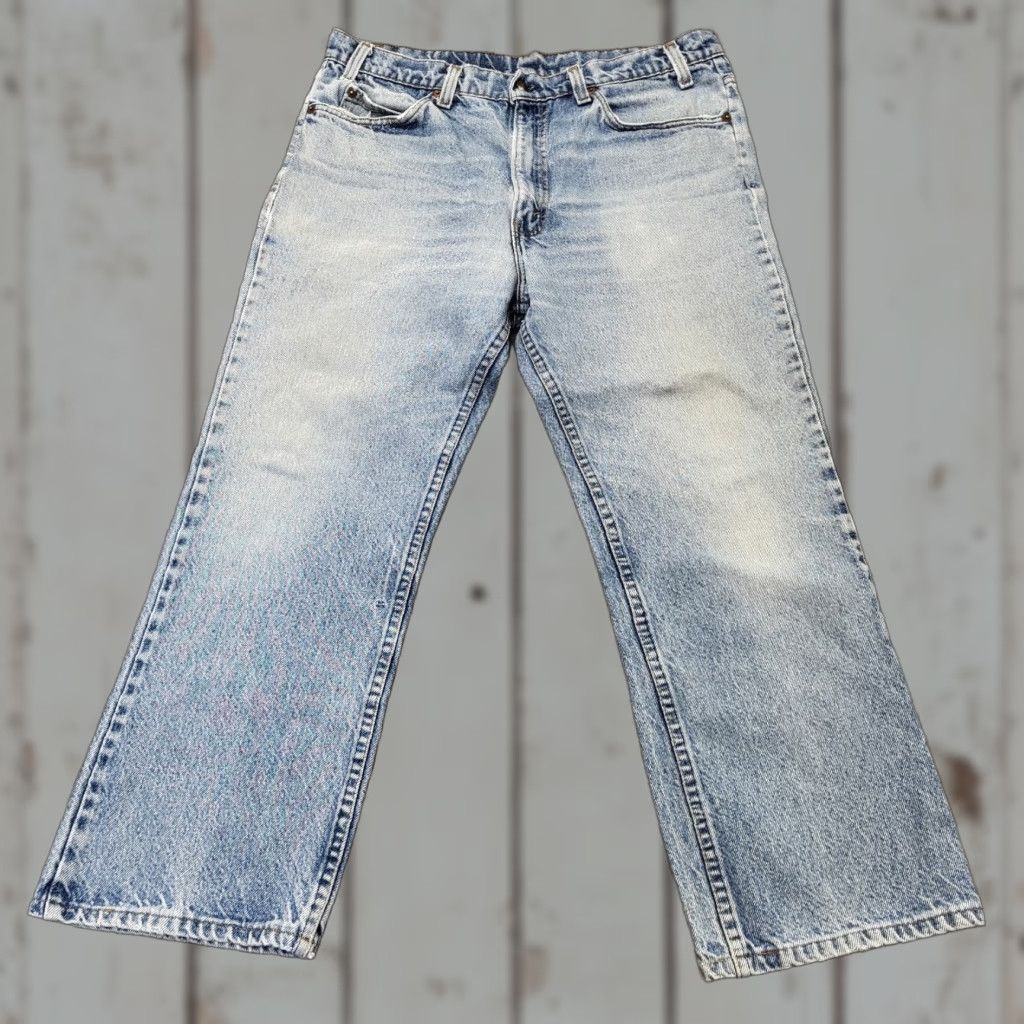 VINTAGE Levi's 505 Jeans Men's 36x30 Orange Tab Faded Grunge Straight Denim Blue 90s Hip Hop USA Mens Used