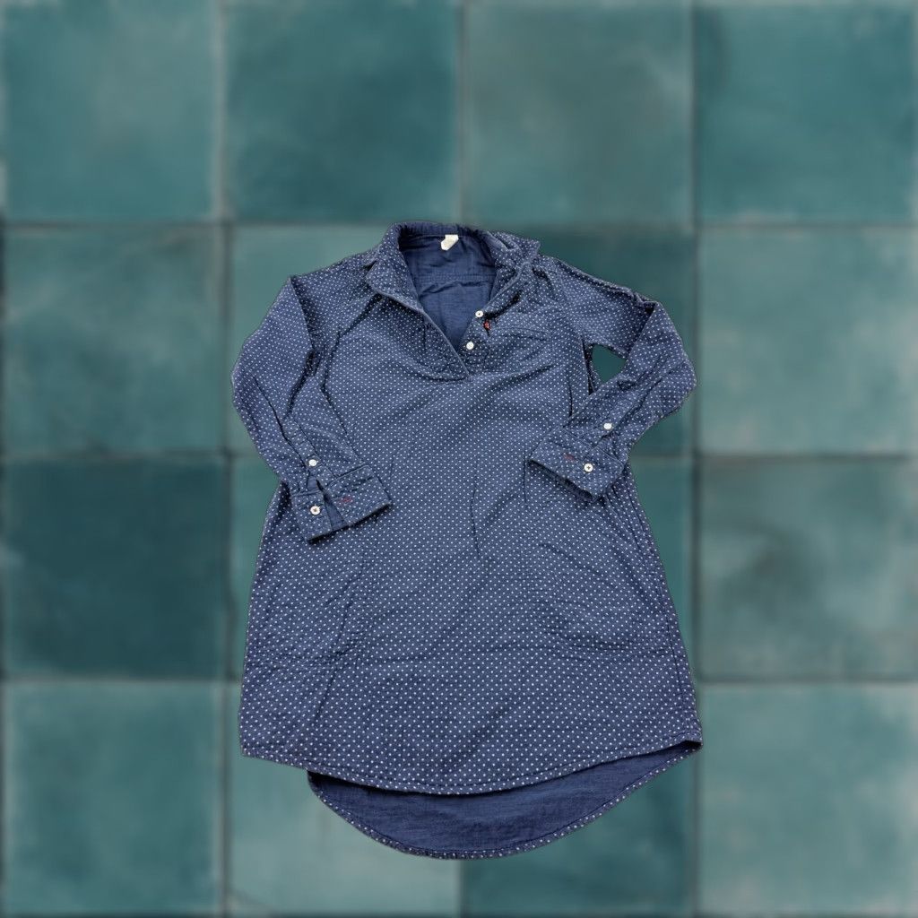 Levi's VINTAGE Levi's Shirt Women XS Blue White Polka Dot Long Sleeve Tunic Casual Top Size XS / US 0-2 / IT 36-38 - 1 Thumbnail